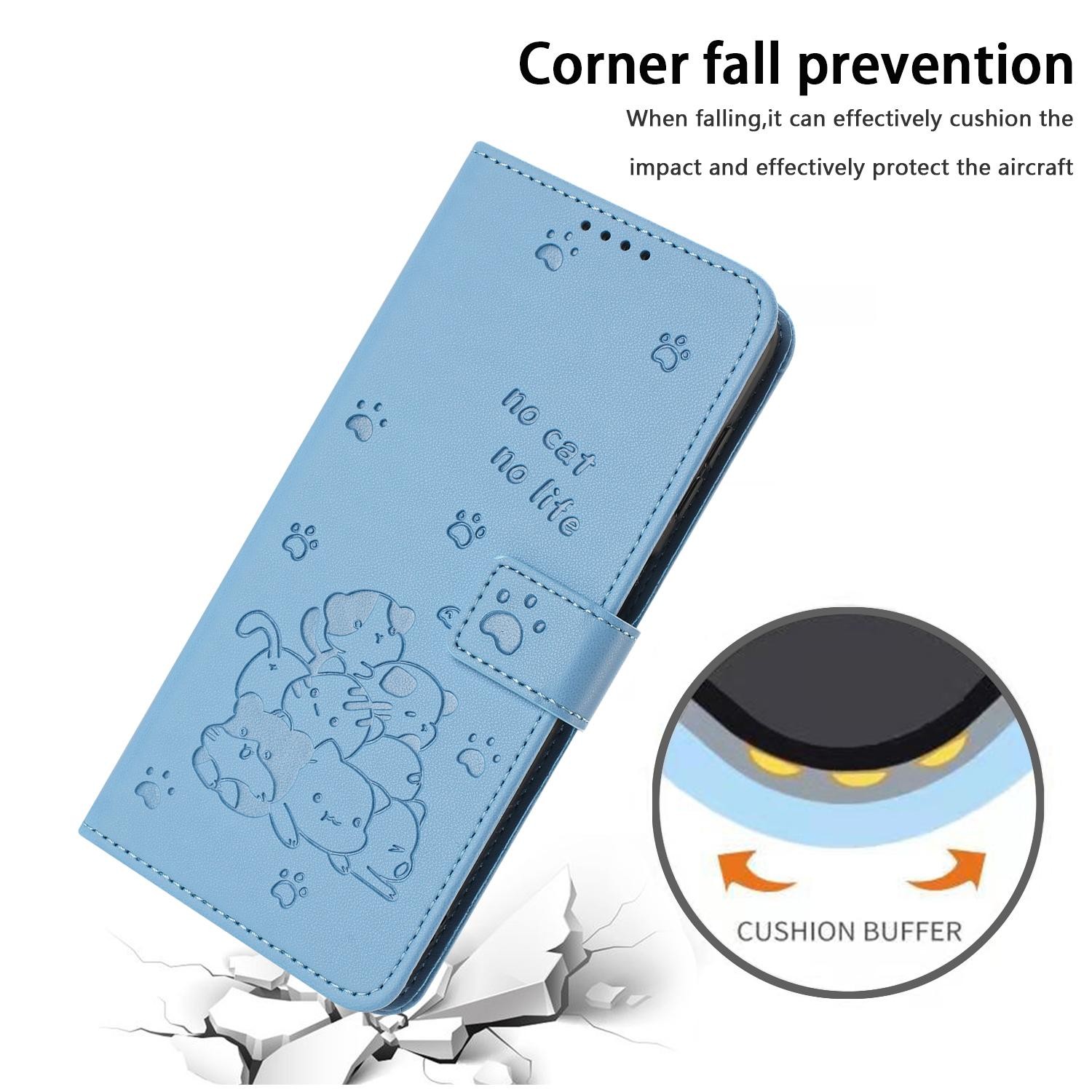 Xiaomi Redmi Note 15 Pro 5G Embossed Kitten Leather with Lanyard Blue-Θήκη Βιβλίο