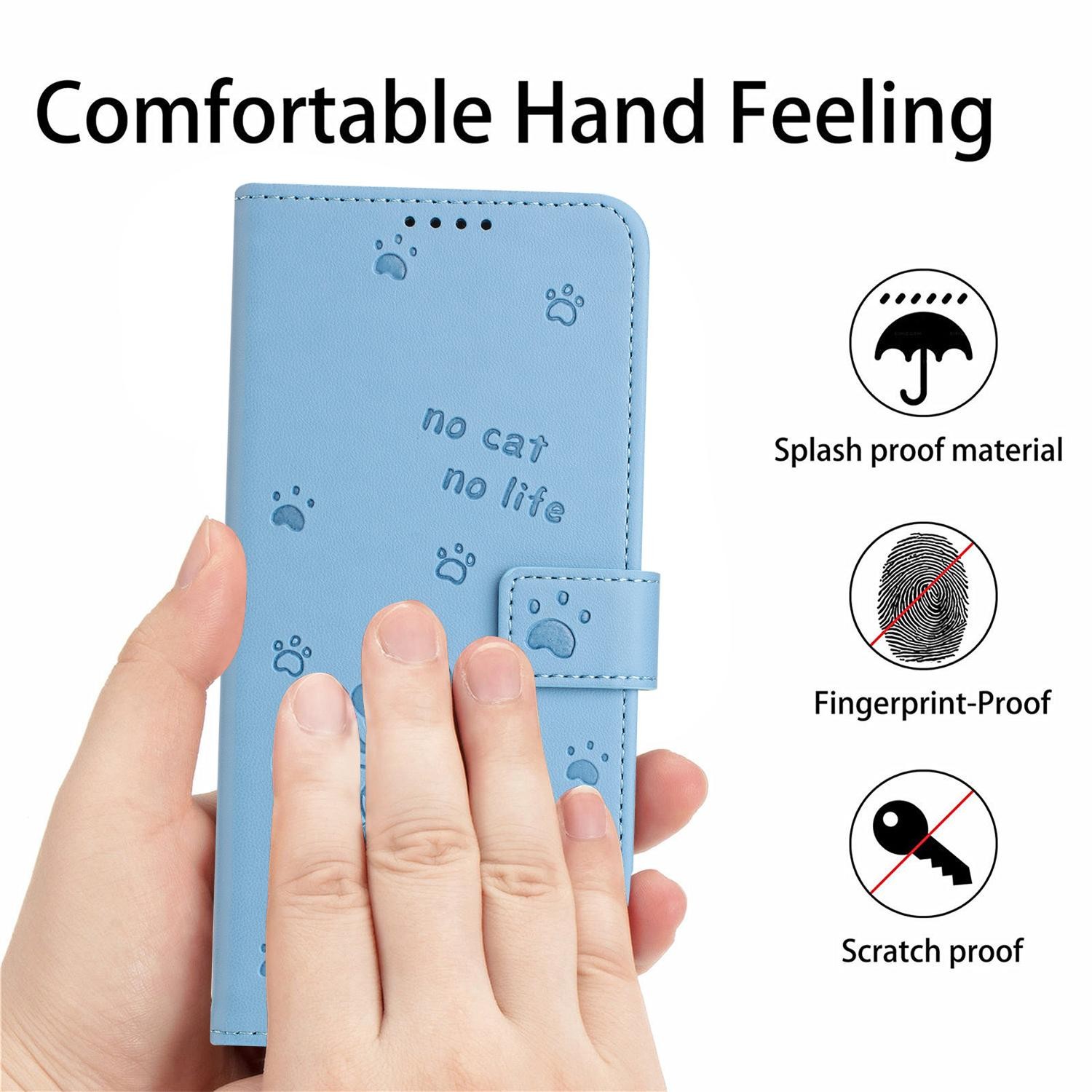Xiaomi Redmi Note 15 Pro 5G Embossed Kitten Leather with Lanyard Blue-Θήκη Βιβλίο