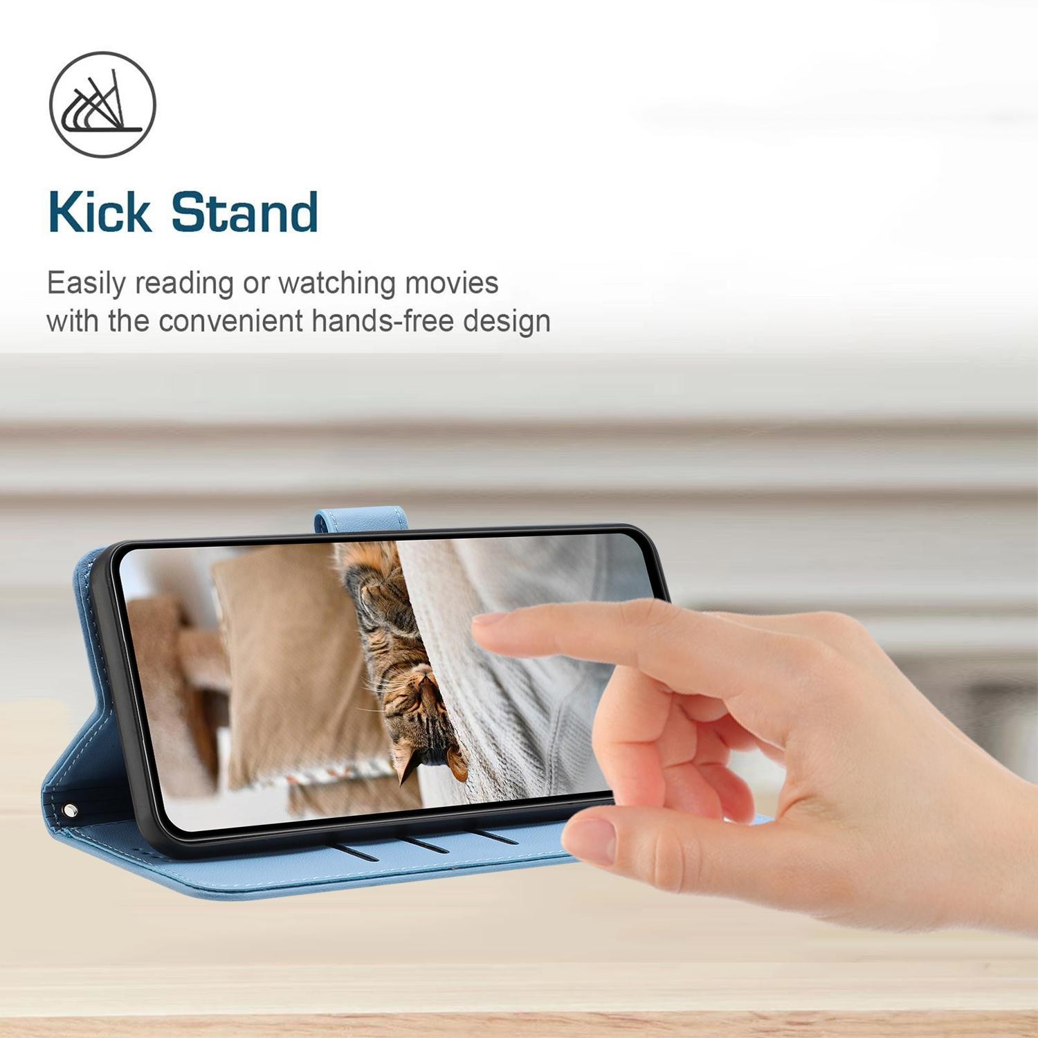 Xiaomi Redmi Note 15 Pro 5G Embossed Kitten Leather with Lanyard Blue-Θήκη Βιβλίο