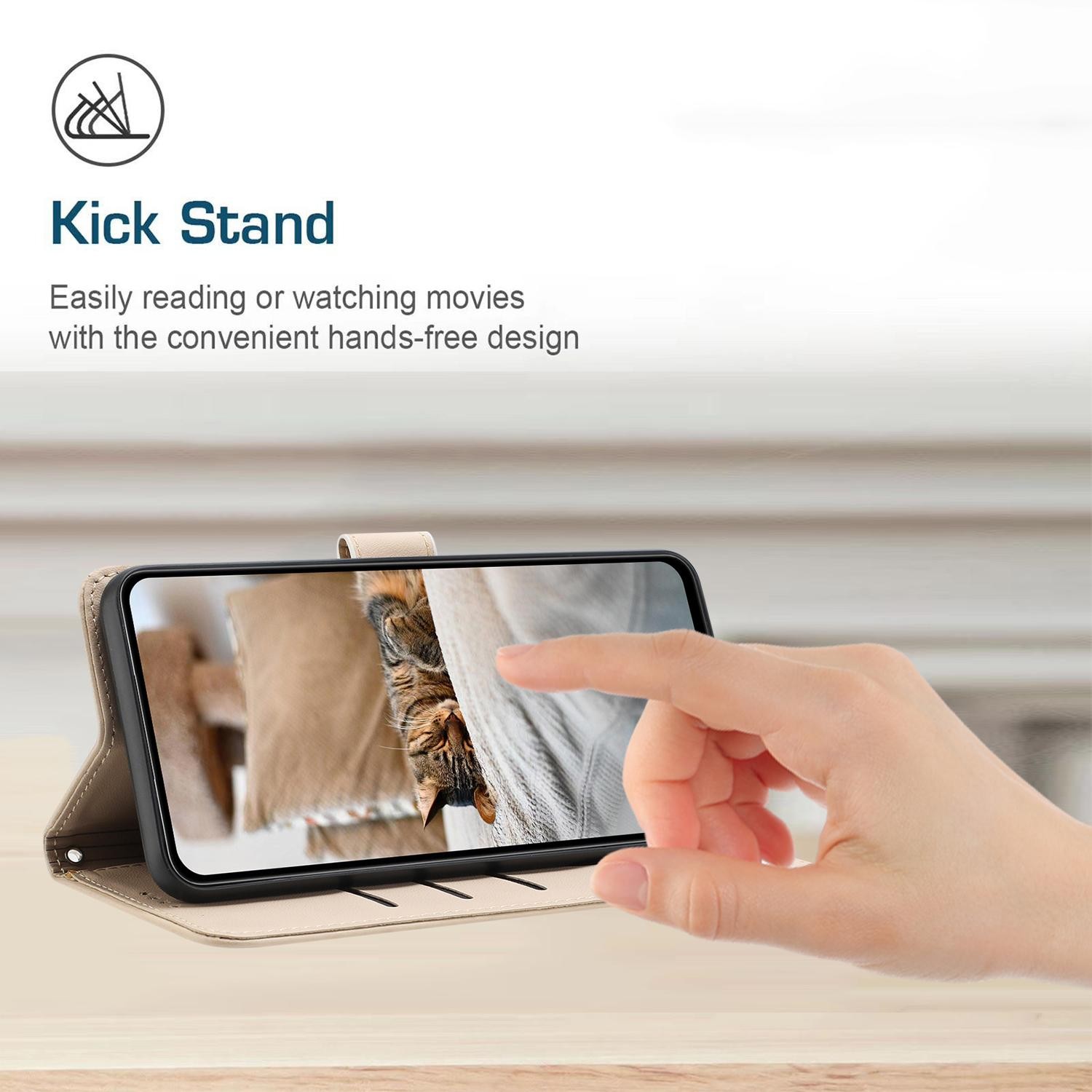 Xiaomi Redmi Note 15 5G / 4G Embossed Kitten Leather with Lanyard Beige-Θήκη Βιβλίο
