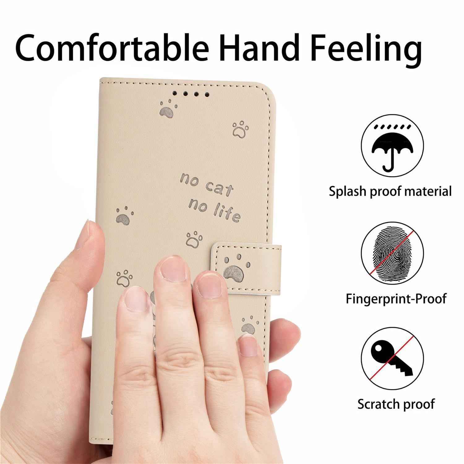 Xiaomi Redmi Note 15 Pro 5G Embossed Kitten Leather with Lanyard Beige-Θήκη Βιβλίο