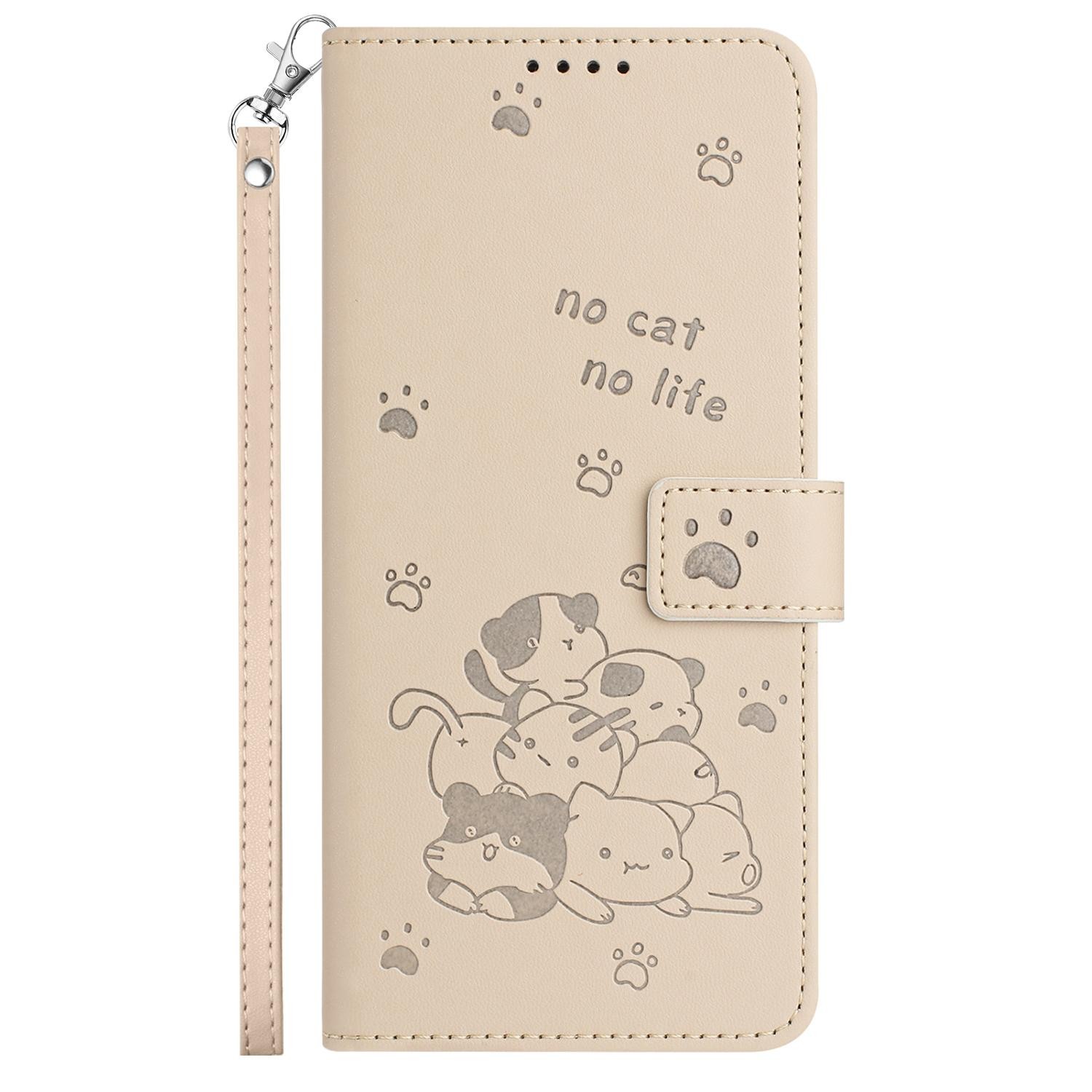Xiaomi Redmi Note 15 Pro+ 5G Embossed Kitten Leather with Lanyard Beige-Θήκη Βιβλίο
