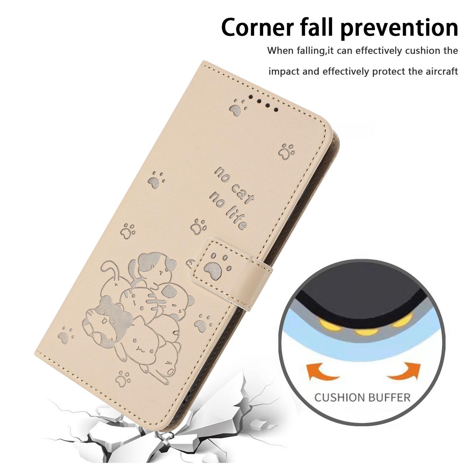 Xiaomi Redmi Note 15 Pro+ 5G Embossed Kitten Leather with Lanyard Beige-Θήκη Βιβλίο