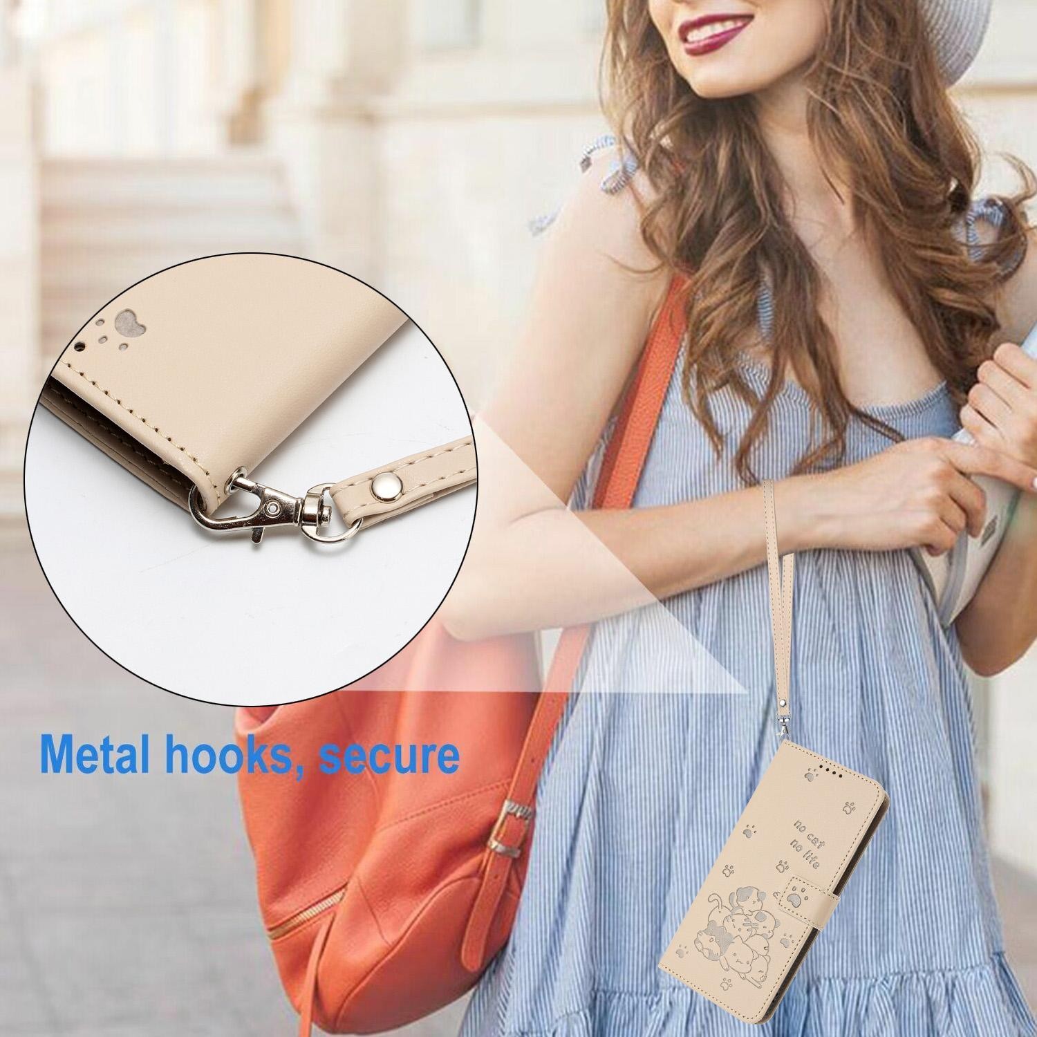 Xiaomi Redmi Note 15 Pro+ 5G Embossed Kitten Leather with Lanyard Beige-Θήκη Βιβλίο