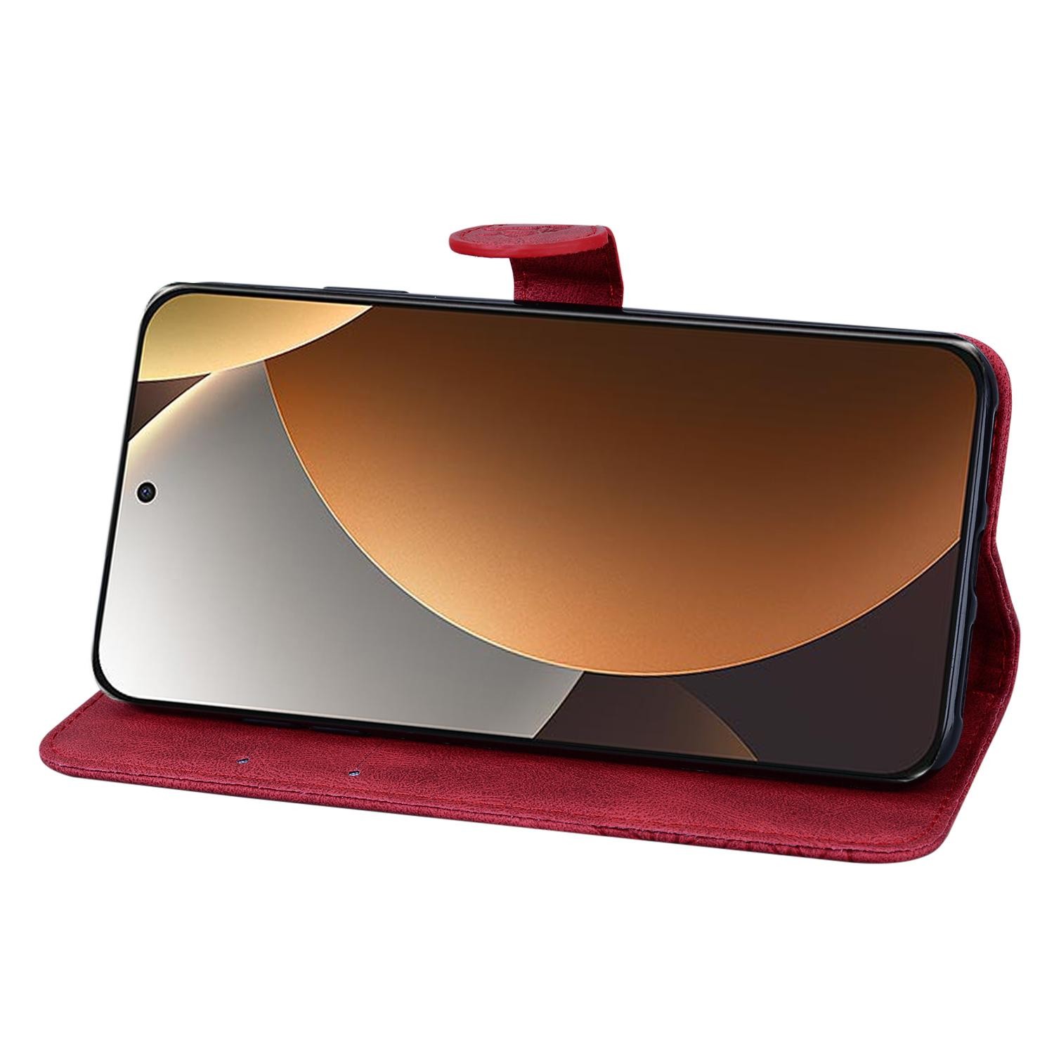 Xiaomi Redmi Note 15 Pro+ 5G Retro Skin Feel Butterflies Embossing Horizontal Flip Leather Red-Θήκη Βιβλίο