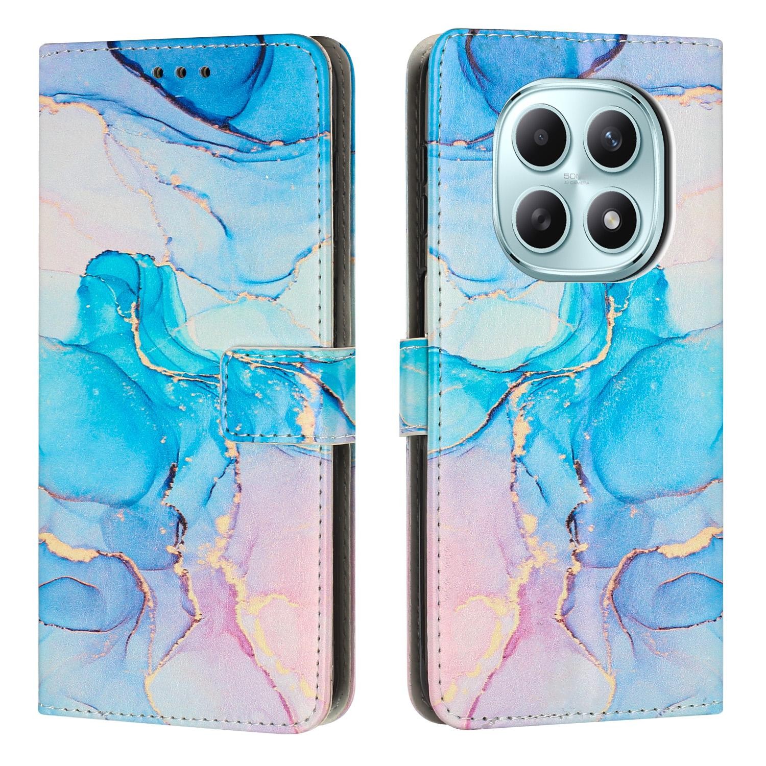 Xiaomi Redmi Note 15 5G / 4G Painted Marble Pattern Leather Pink Green-Θήκη Βιβλίο