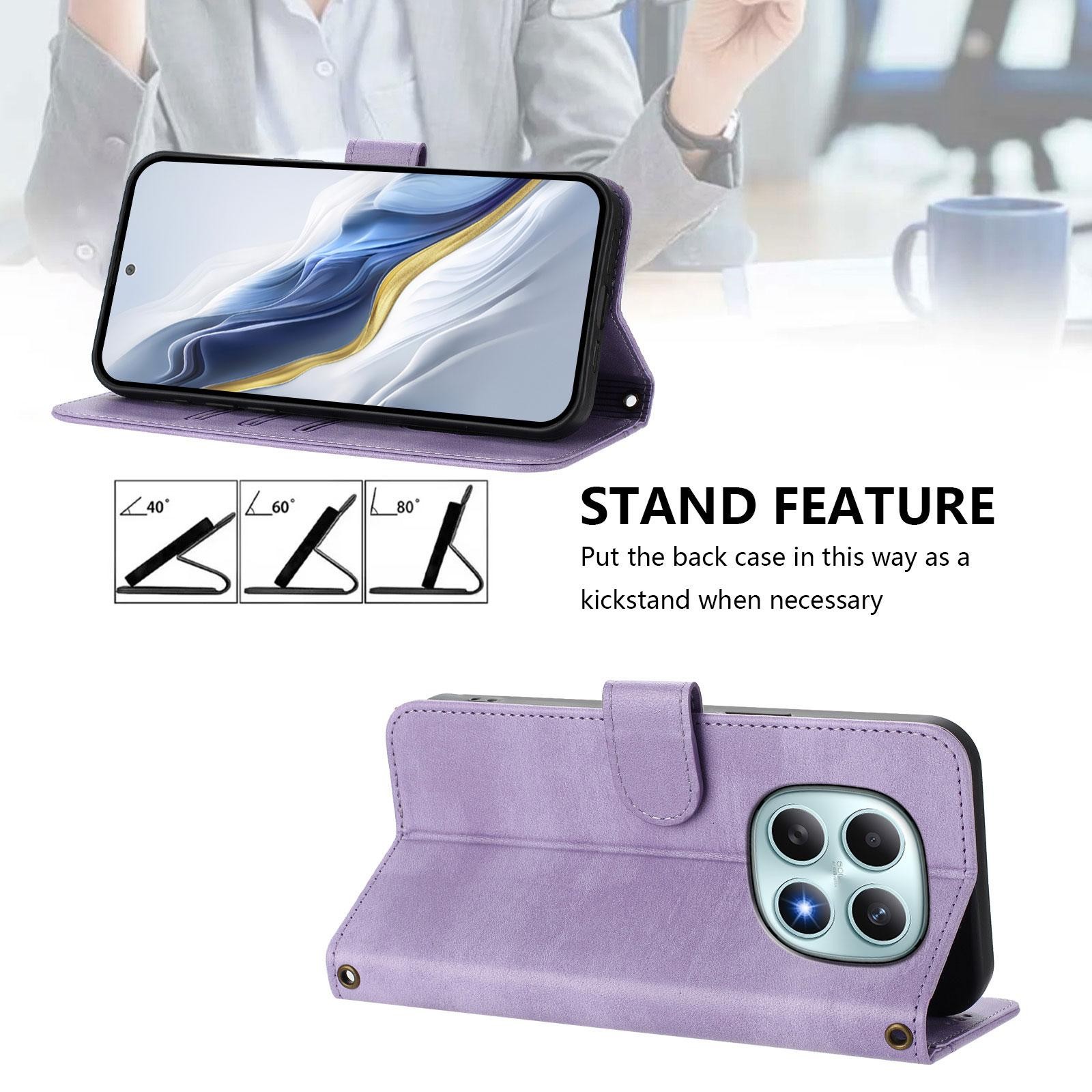 Xiaomi Redmi Note 15 5G / 4G / Poco M8 5G Line Splicing Buckle Retro Leather Purple-Θήκη Βιβλίο
