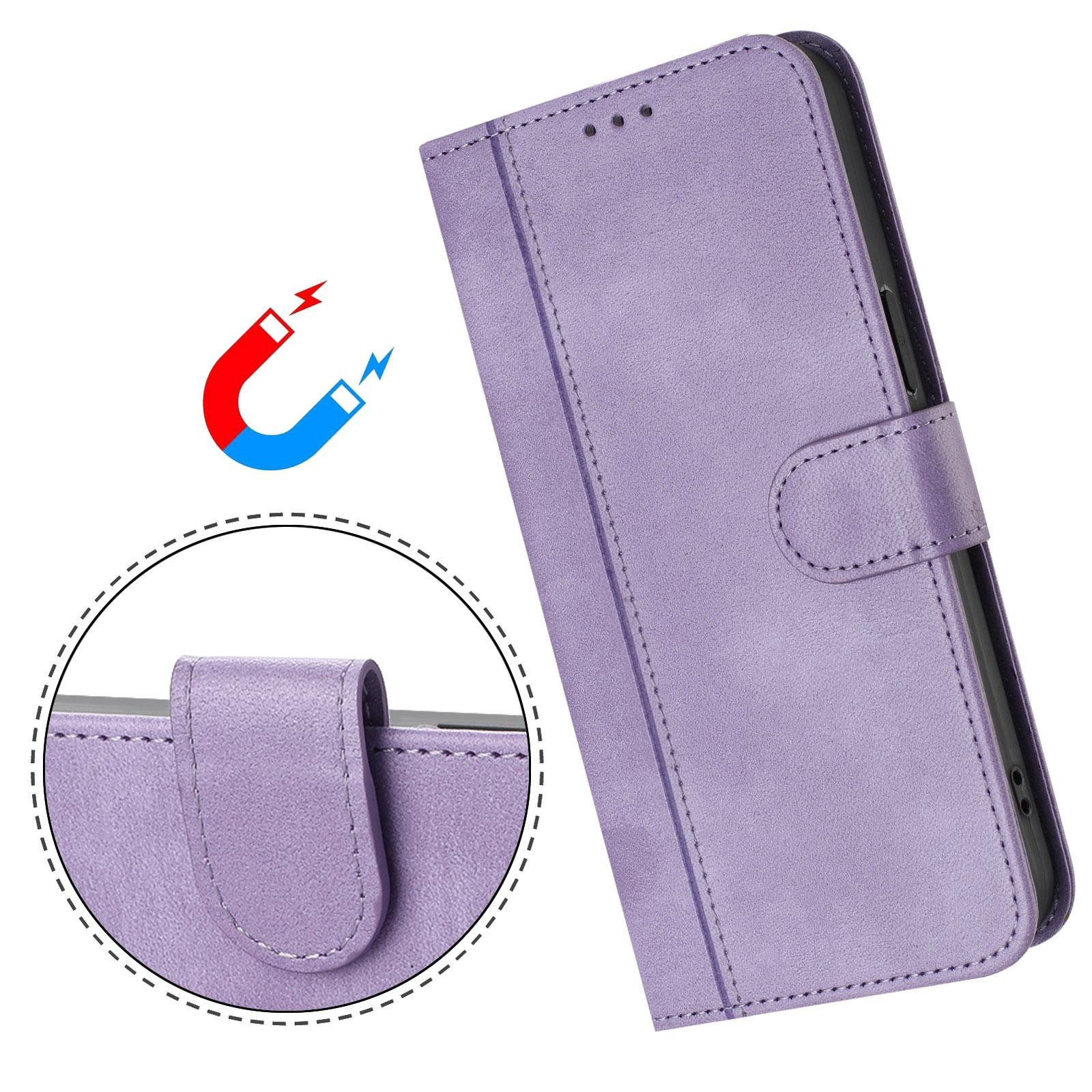 Xiaomi Redmi Note 15 5G / 4G / Poco M8 5G Line Splicing Buckle Retro Leather Purple-Θήκη Βιβλίο