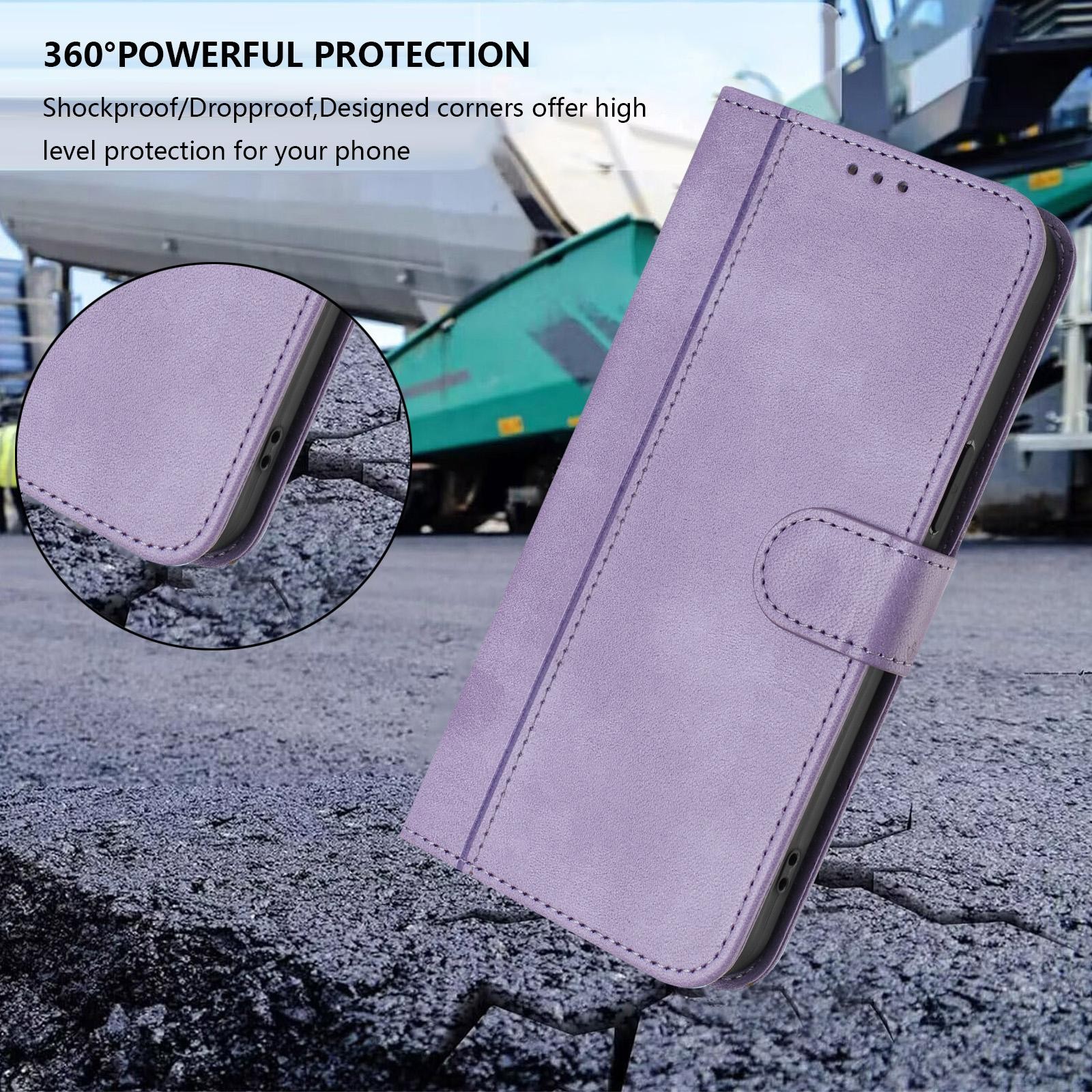 Xiaomi Redmi Note 15 5G / 4G / Poco M8 5G Line Splicing Buckle Retro Leather Purple-Θήκη Βιβλίο