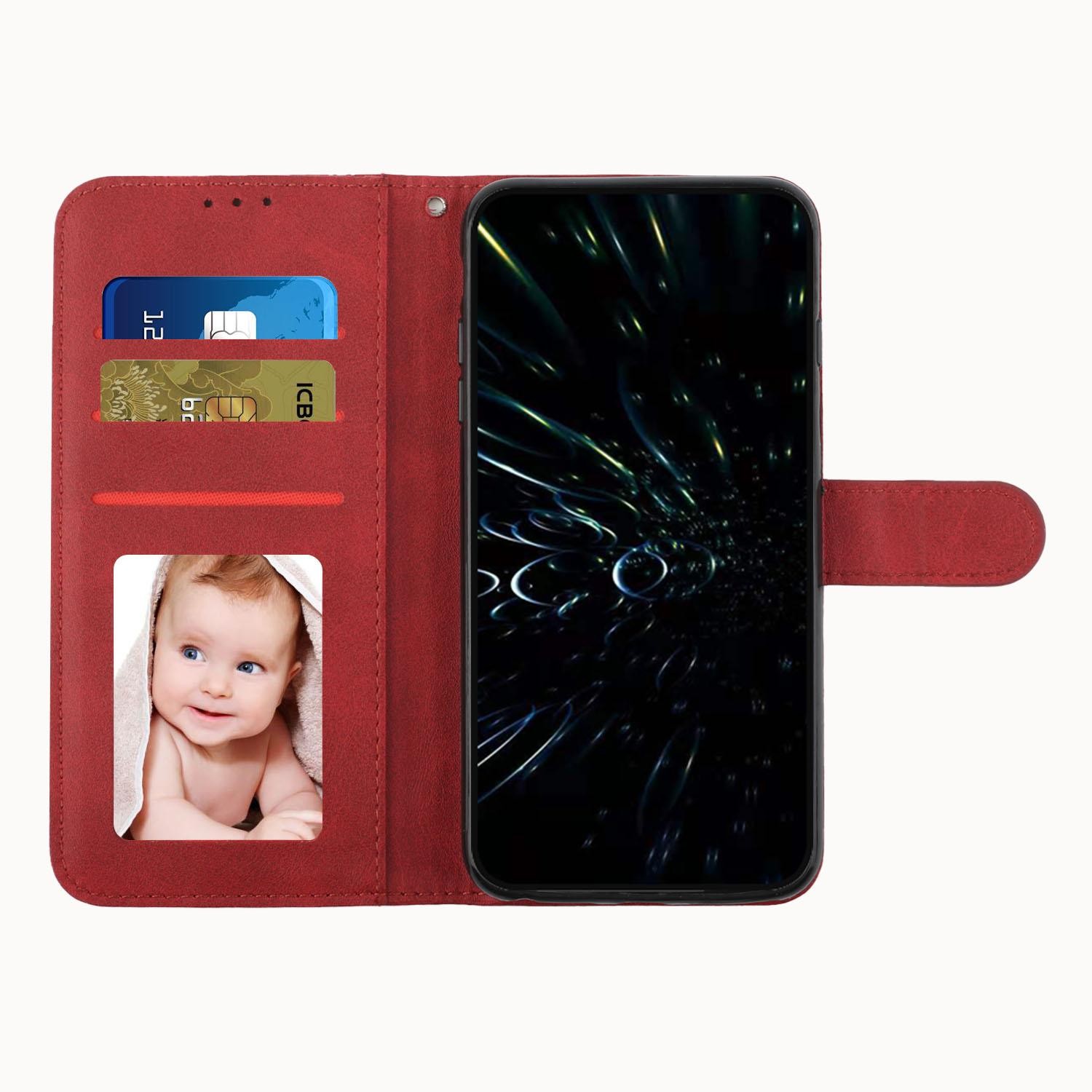 Xiaomi Redmi Note 15 Pro 5G Stitching Calf Texture Buckle Leather Red-Θήκη Βιβλίο