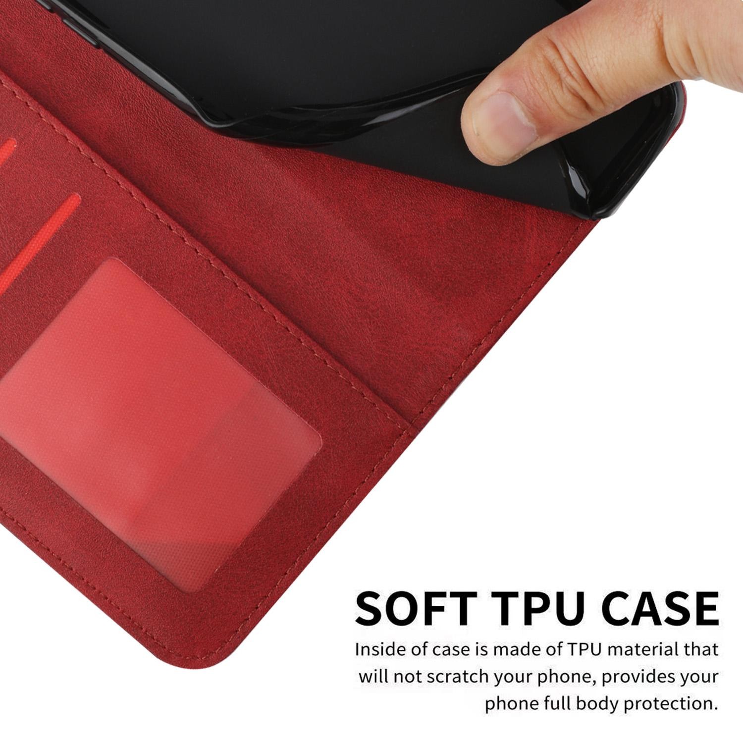 Xiaomi Redmi Note 15 Pro 5G Stitching Calf Texture Buckle Leather Red-Θήκη Βιβλίο