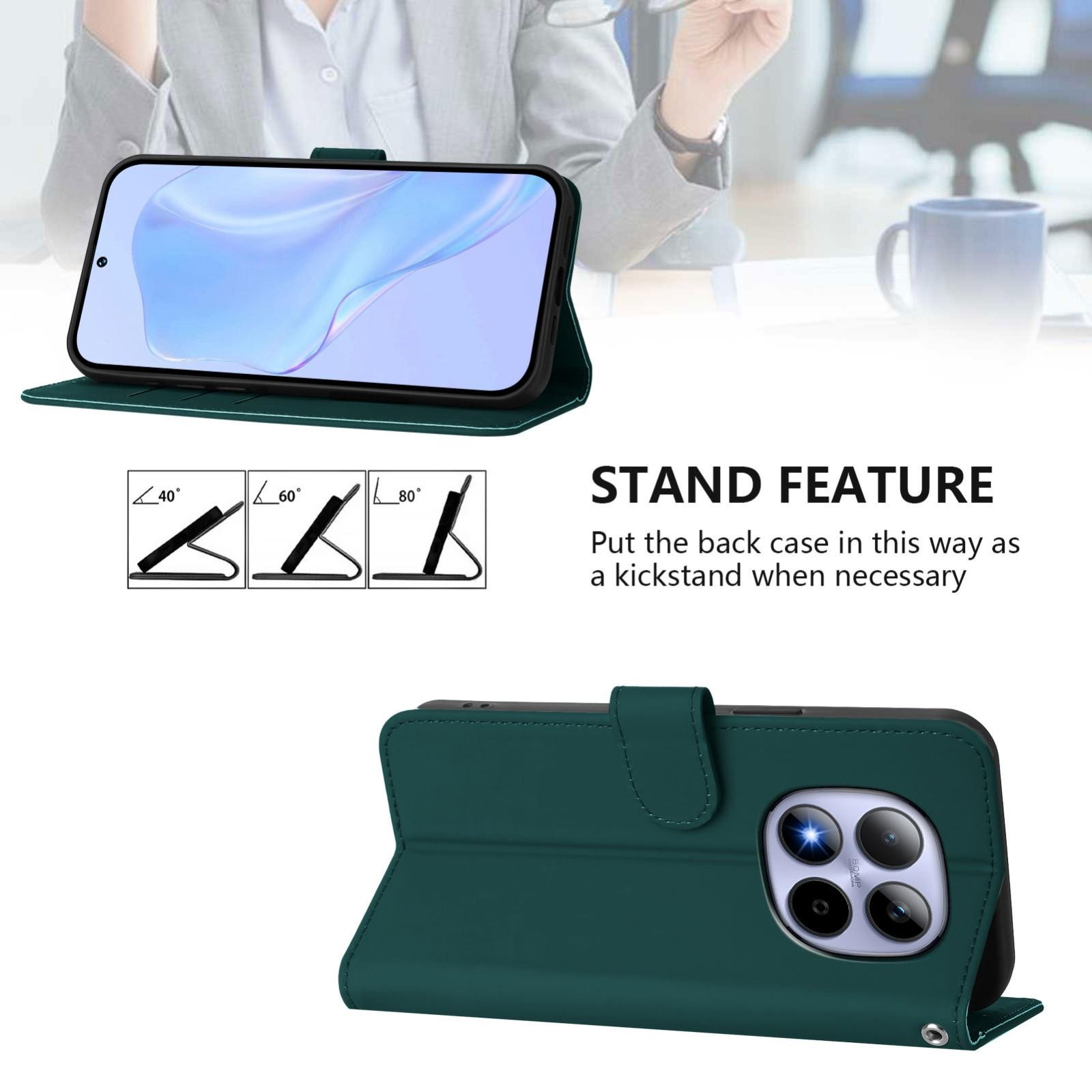 Xiaomi Redmi Note 15 Pro 5G Skin Feel Solid Color Leather with Lanyard Dark Green-Θήκη Βιβλίο