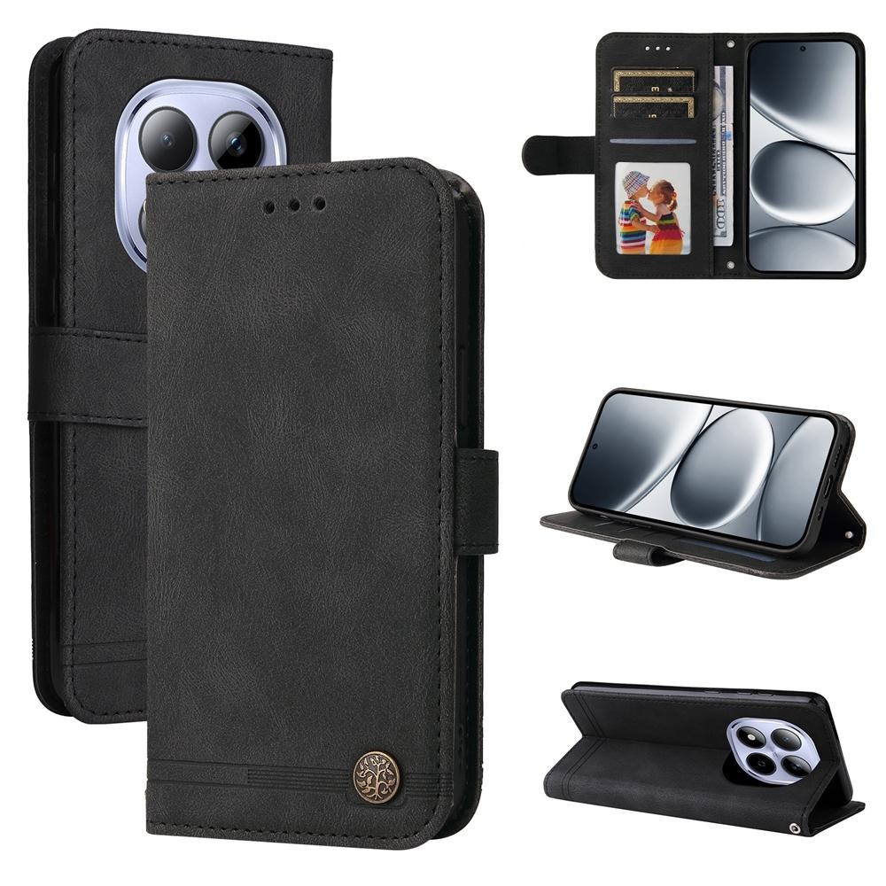 Xiaomi Redmi Note 15 Pro 5G Skin Feel Life Tree Metal Button Leather Black-Θήκη Βιβλίο