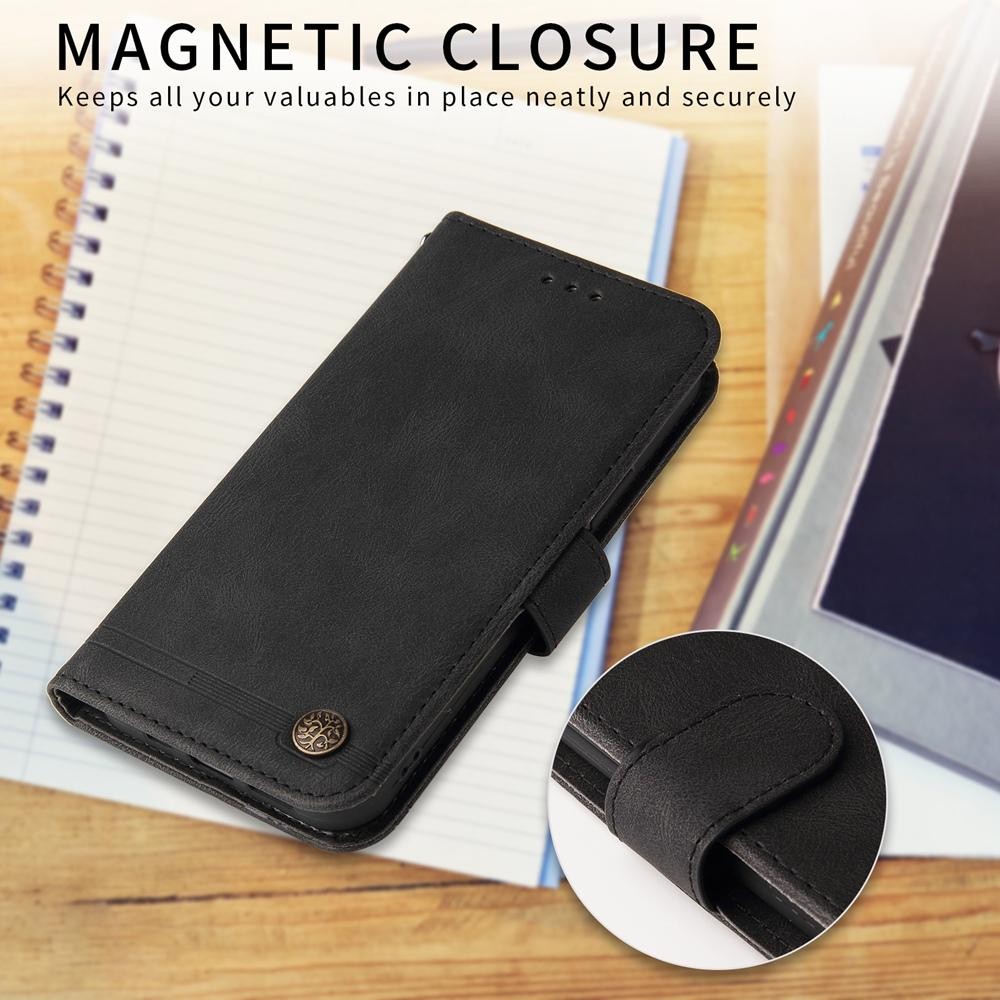 Xiaomi Redmi Note 15 Pro 5G Skin Feel Life Tree Metal Button Leather Black-Θήκη Βιβλίο