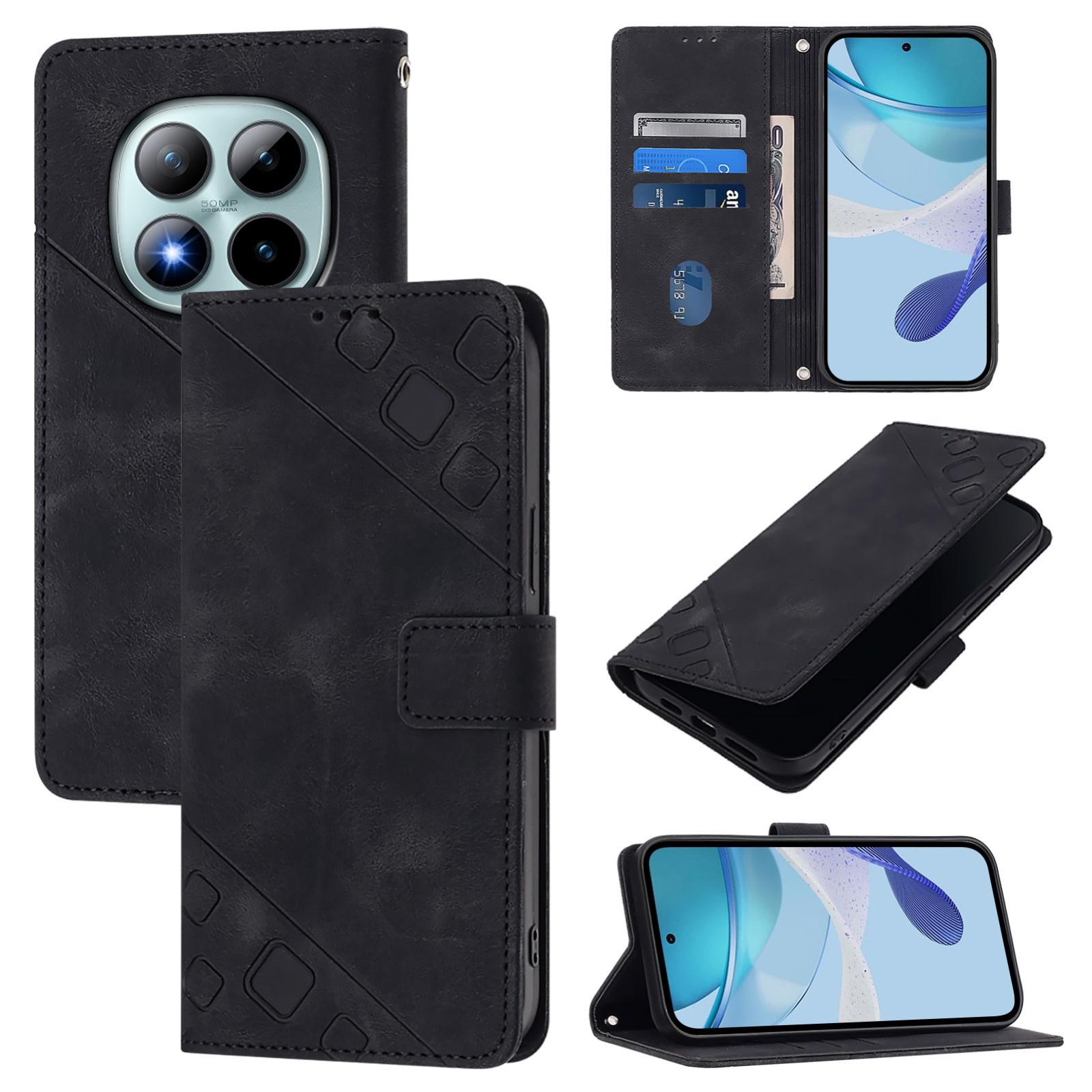 Xiaomi Redmi Note 15 Pro+ 5G Skin-feel Embossed Leather Black-Θήκη Βιβλίο