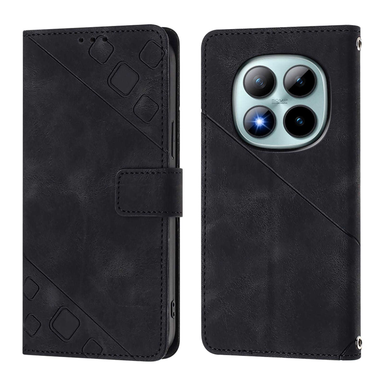 Xiaomi Redmi Note 15 Pro+ 5G Skin-feel Embossed Leather Black-Θήκη Βιβλίο