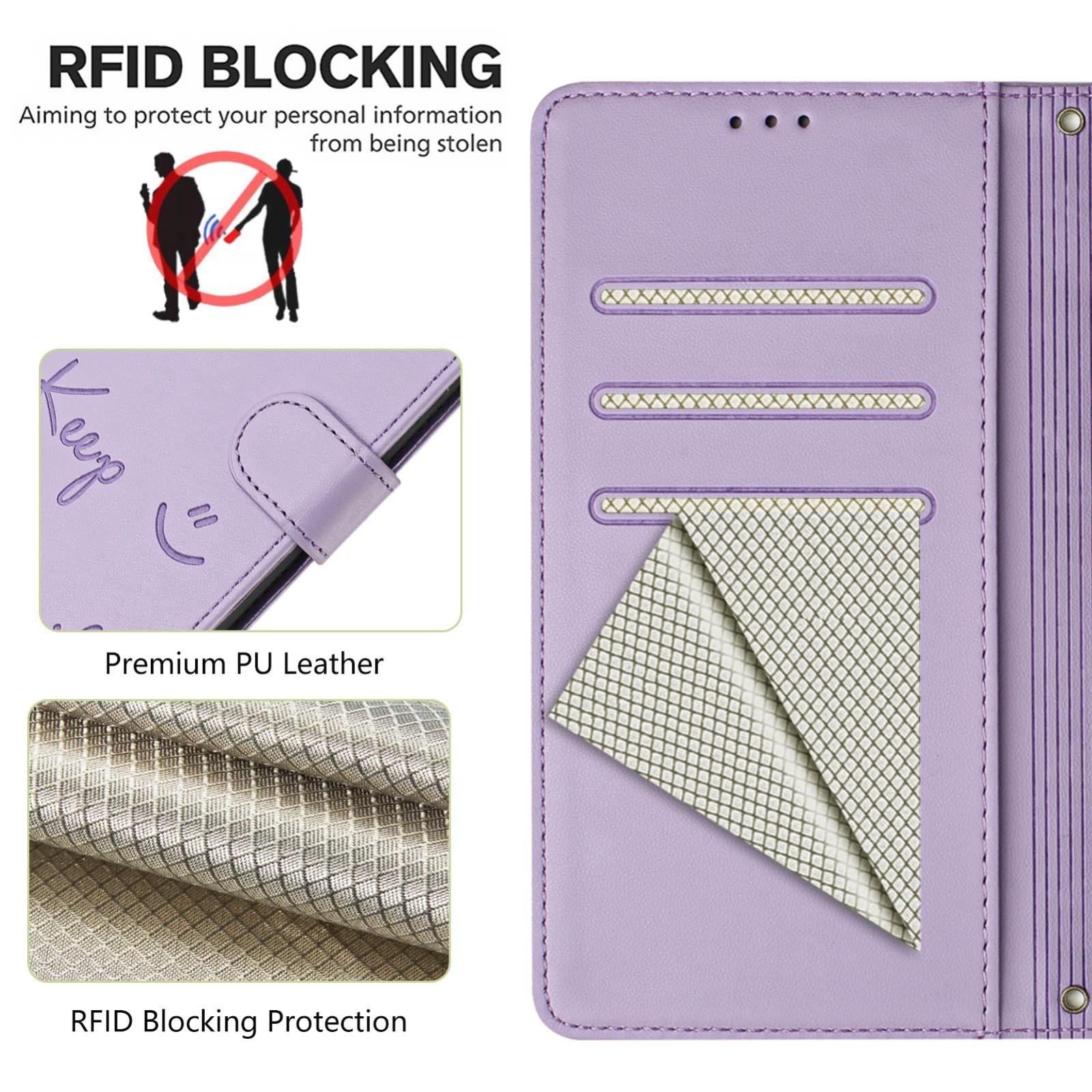 Xiaomi Redmi Note 15 Pro 5G Smile Embossing RFID Leather Light Purple-Θήκη Βιβλίο