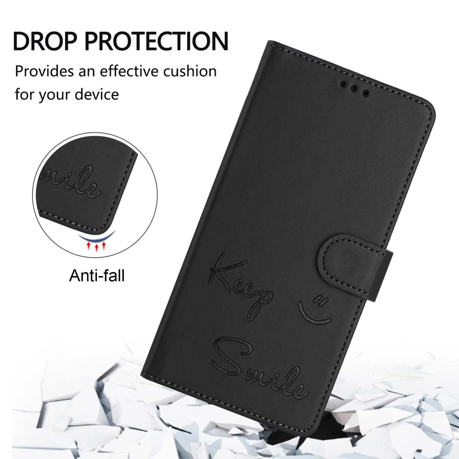 Xiaomi Redmi Note 15 4G / 5G Smile Embossing RFID Leather Black-Θήκη Βιβλίο