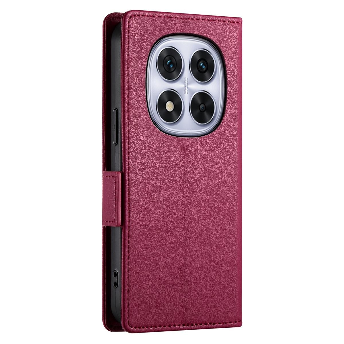 Xiaomi Redmi Note 15 Pro 4G Side Buckle Magnetic Frosted Leather Wine Red-Θήκη Βιβλίο