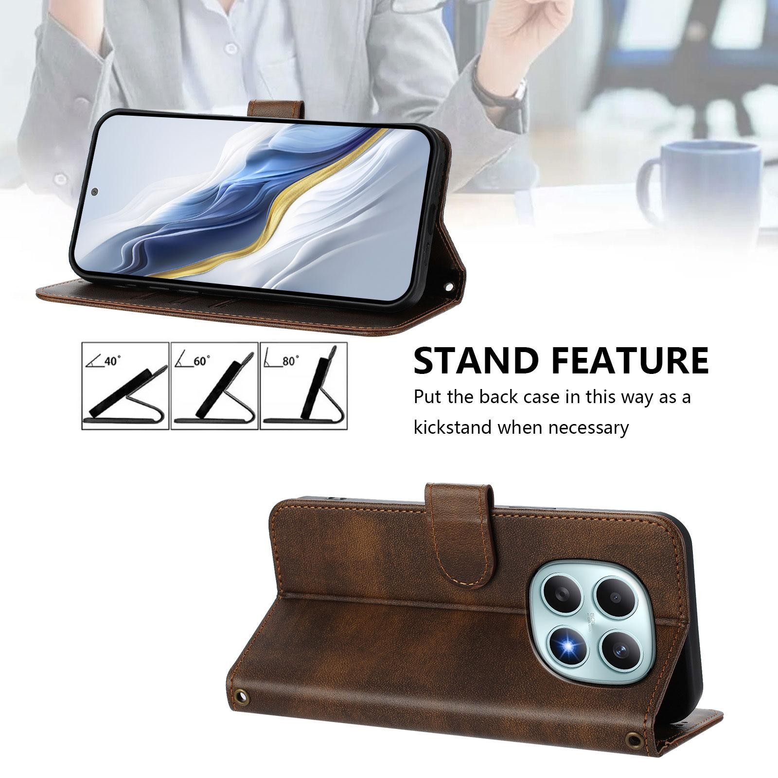 Xiaomi Redmi Note 15 5G / 4G/ Poco M8 5G Line Splicing Buckle Retro Leather Brown-Θήκη Βιβλίο