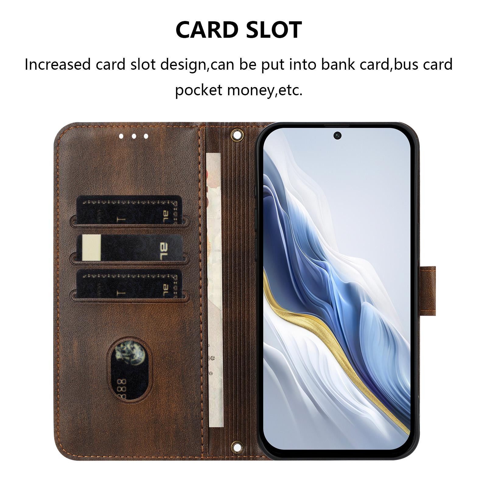 Xiaomi Redmi Note 15 5G / 4G/ Poco M8 5G Line Splicing Buckle Retro Leather Brown-Θήκη Βιβλίο
