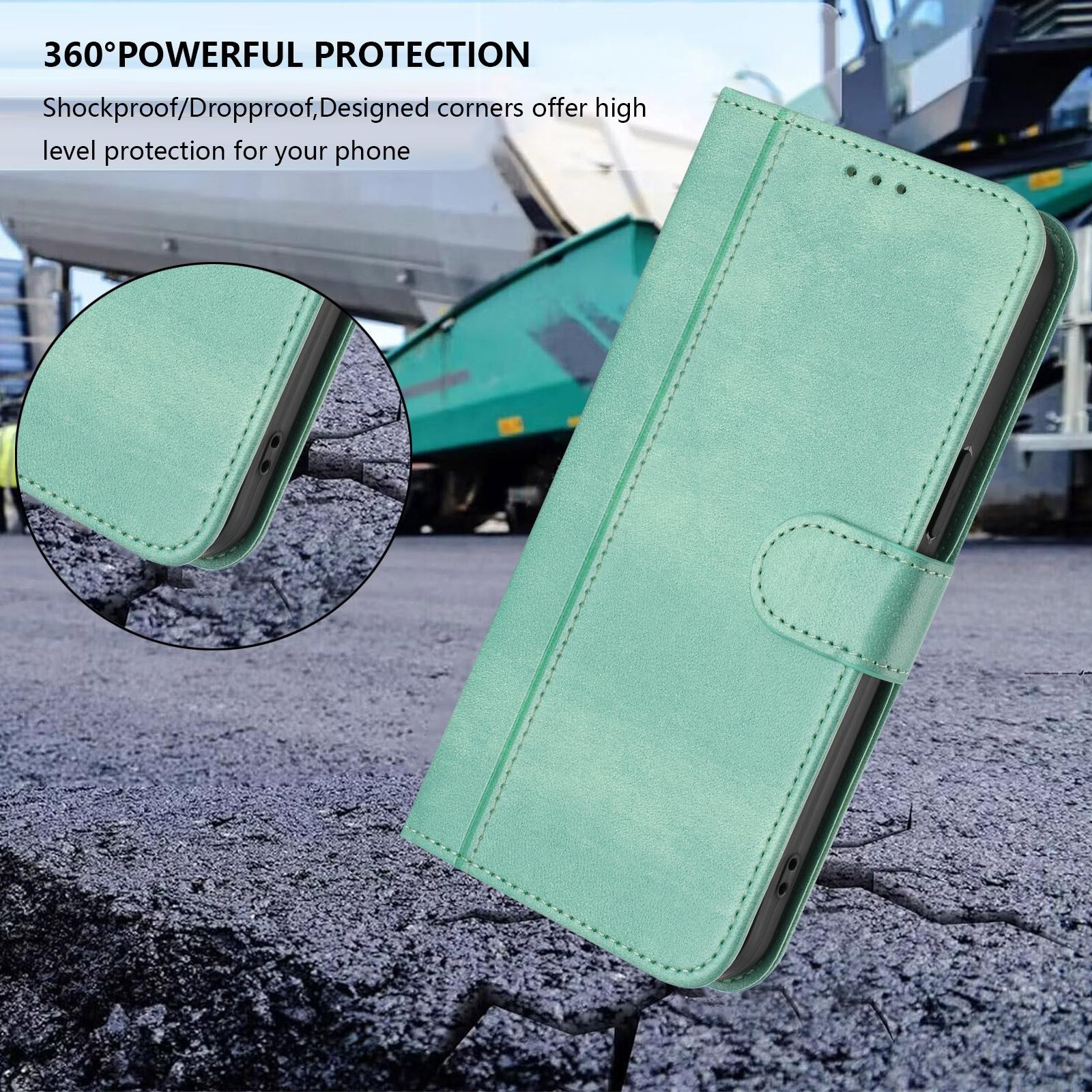 Xiaomi Redmi Note 15 5G / 4G / Poco M8 5G Line Splicing Buckle Retro Leather Mint-Θήκη Βιβλίο