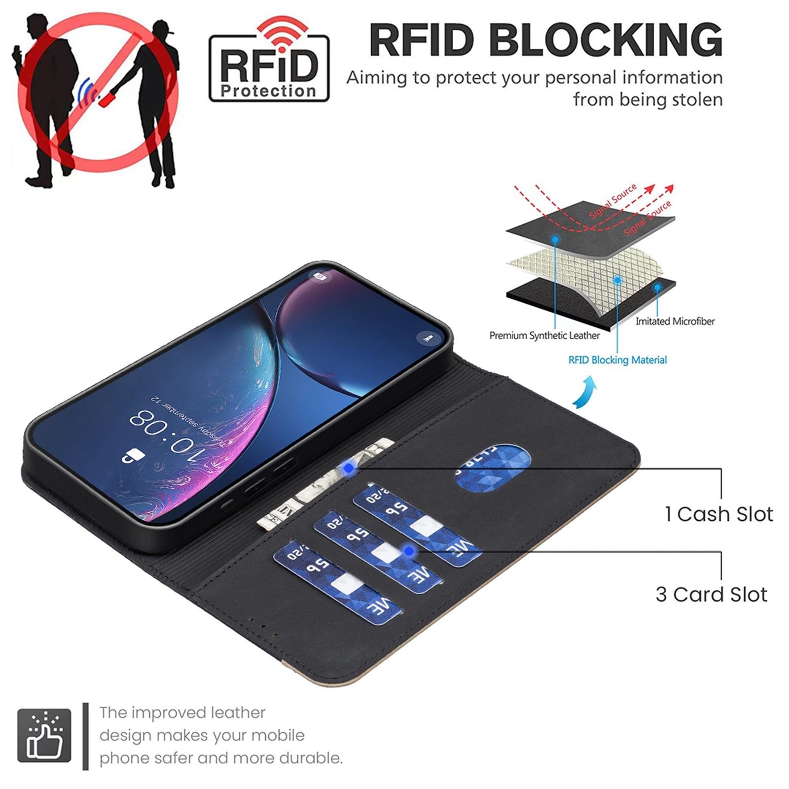 Binfen Xiaomi Redmi Note 15 5G Splicing Color Hollow Flower Pattern RFID Leather Black-Θήκη Βιβλίο