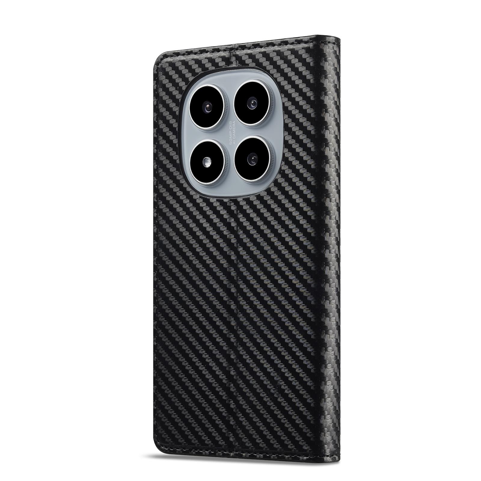 Lc. Imeeke Xiaomi Redmi Note 15 4G / 5G Carbon Fiber Leather Vertical Black-Θήκη Βιβλίο