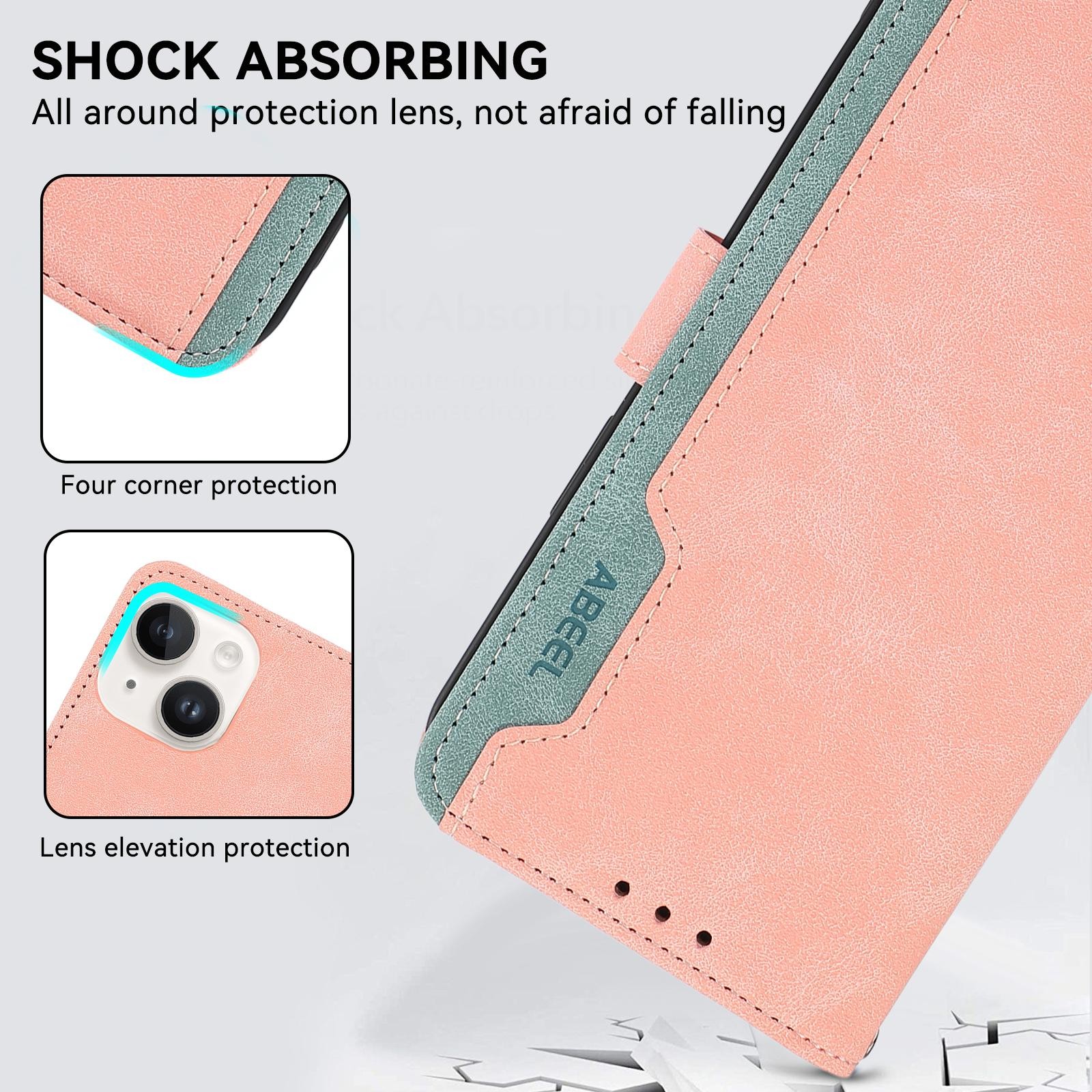 Abeel Xiaomi Redmi Note 15 Pro+ 5G Color Block Magnetic RFID Leather Pink Cyan-Θήκη Βιβλίο
