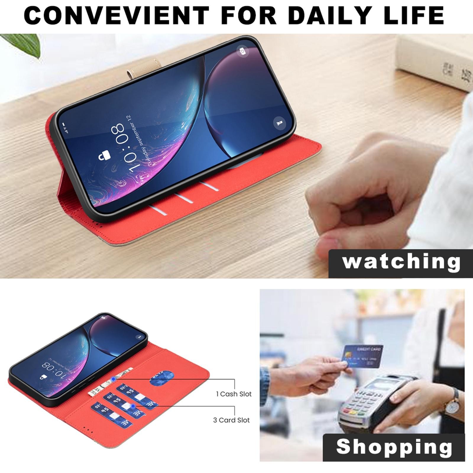 Binfen Xiaomi Redmi Note 15 5G Splicing Color Hollow Flower Pattern RFID Leather Red-Θήκη Βιβλίο