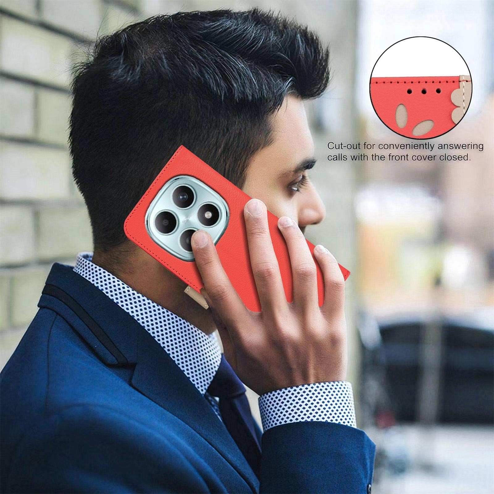 Binfen Xiaomi Redmi Note 15 5G Splicing Color Hollow Flower Pattern RFID Leather Red-Θήκη Βιβλίο