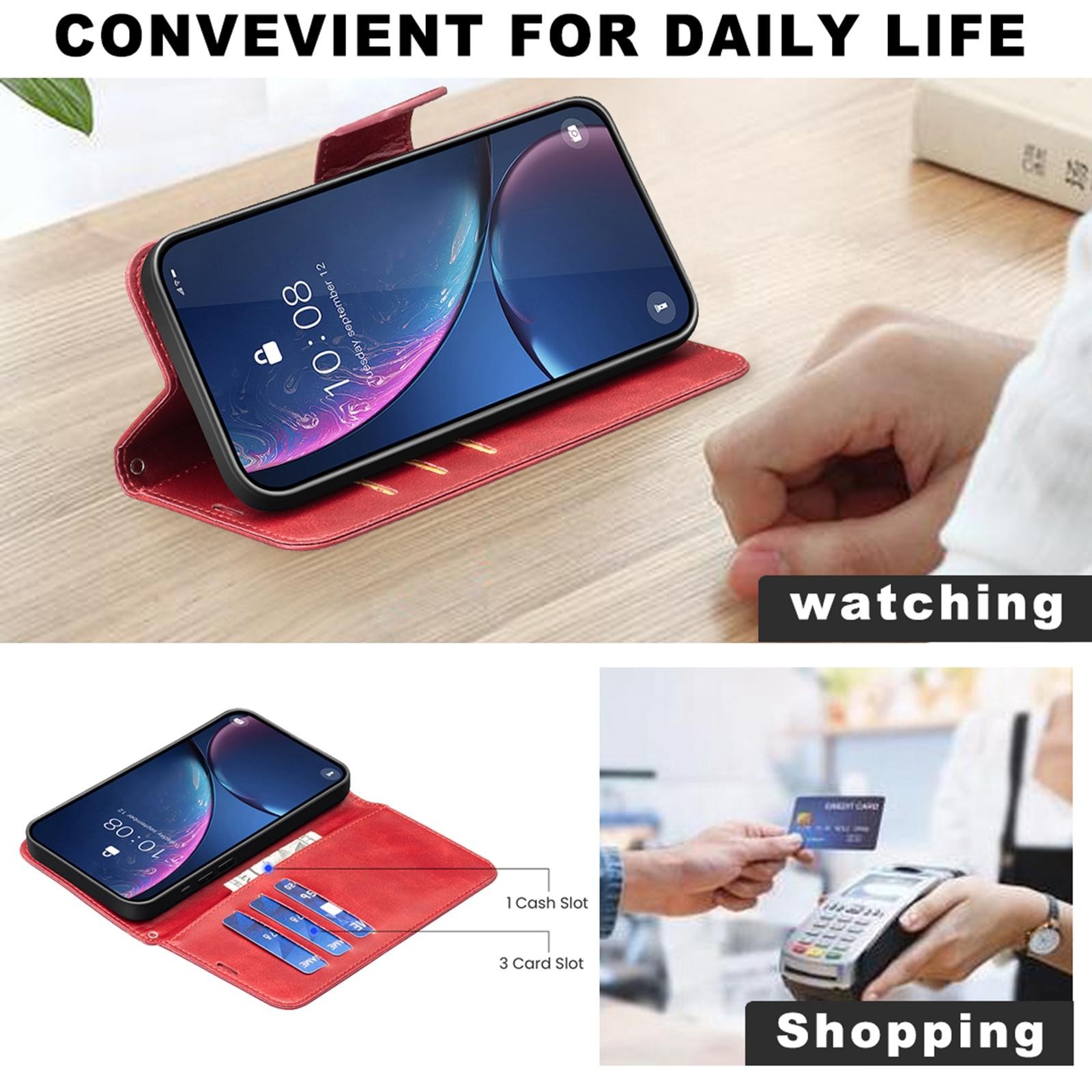 Binfen Xiaomi Redmi Note 15 5G Lambskin Texture Pure Color Flip Leather Red-Θήκη Βιβλίο