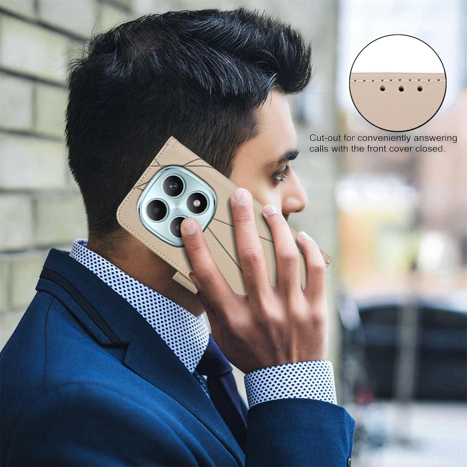 Binfen Xiaomi Redmi Note 15 5G Geometric Pattern RFID Leather Beige-Θήκη Βιβλίο