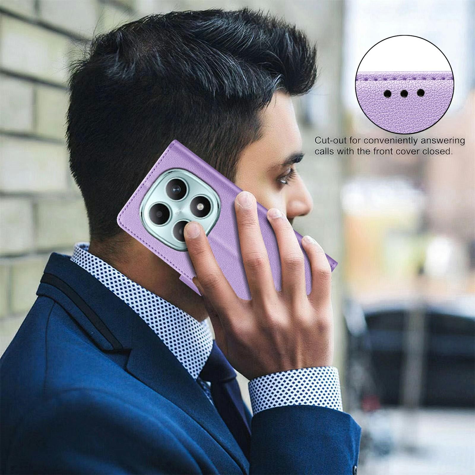 Binfen Xiaomi Redmi Note 15 Pro 4G Litchi Texture RFID Anti-theft Leather Purple-Θήκη Βιβλίο