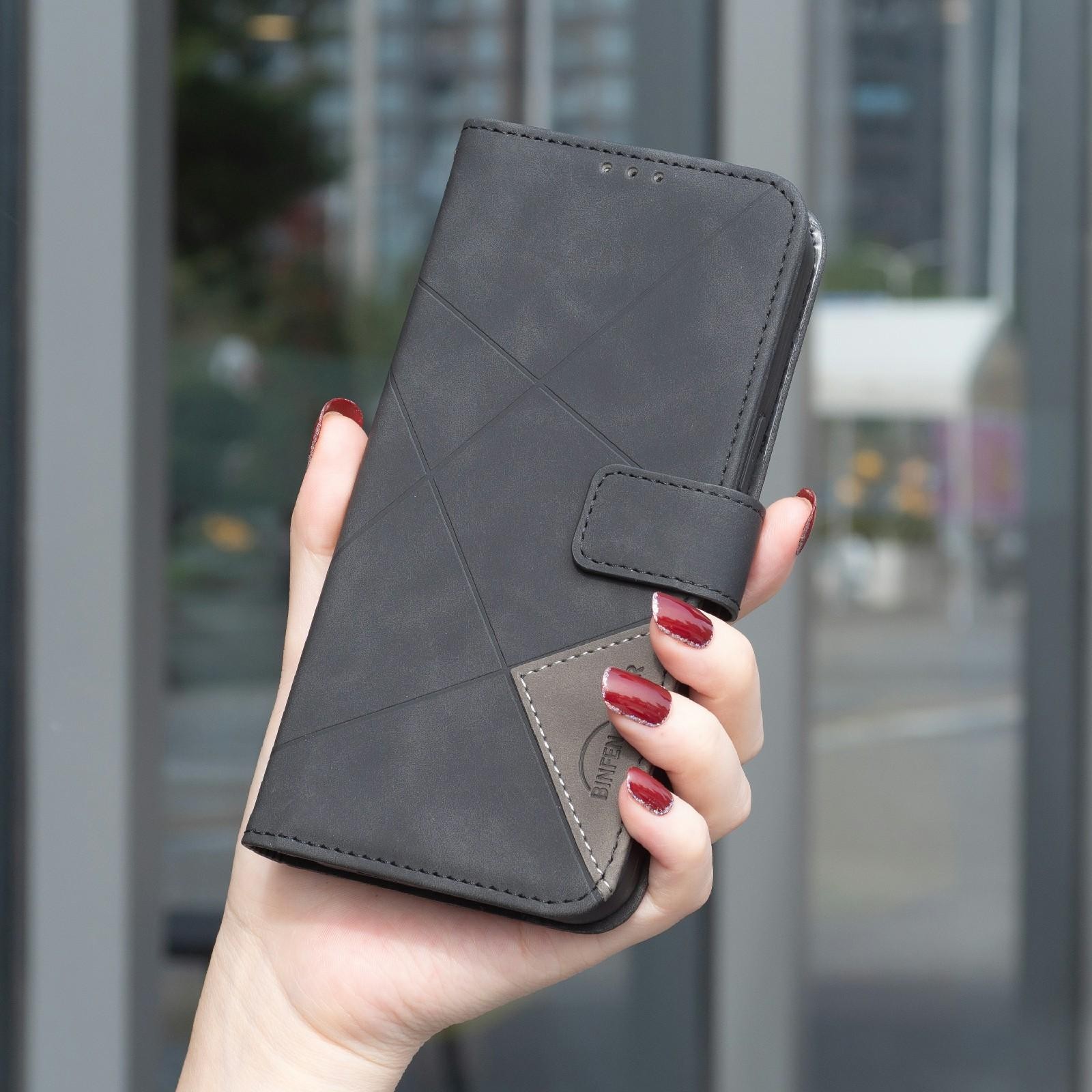 Binfen Xiaomi Redmi Note 15 Pro 4G Magnetic Buckle Rhombus Texture Leather Black-Θήκη Βιβλίο