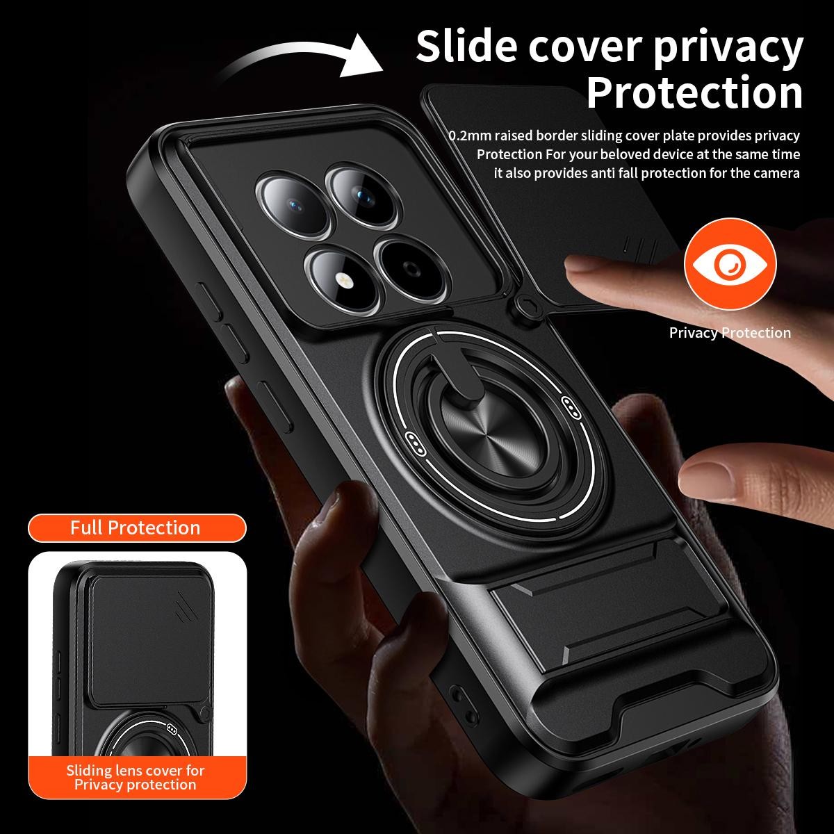 Xiaomi Redmi Note 15 Pro 4G Lens Sliding Window Multifunctional Magnetic Shockproof Black-Θήκη Σκληρή