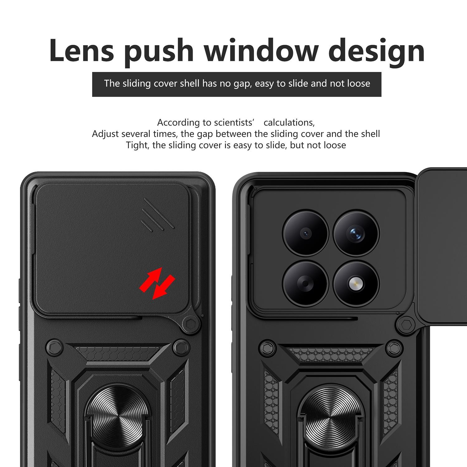 Xiaomi Redmi Note 15 5G / 4G Sliding Camera Cover Design TPU+PC Black-Θήκη Σκληρή