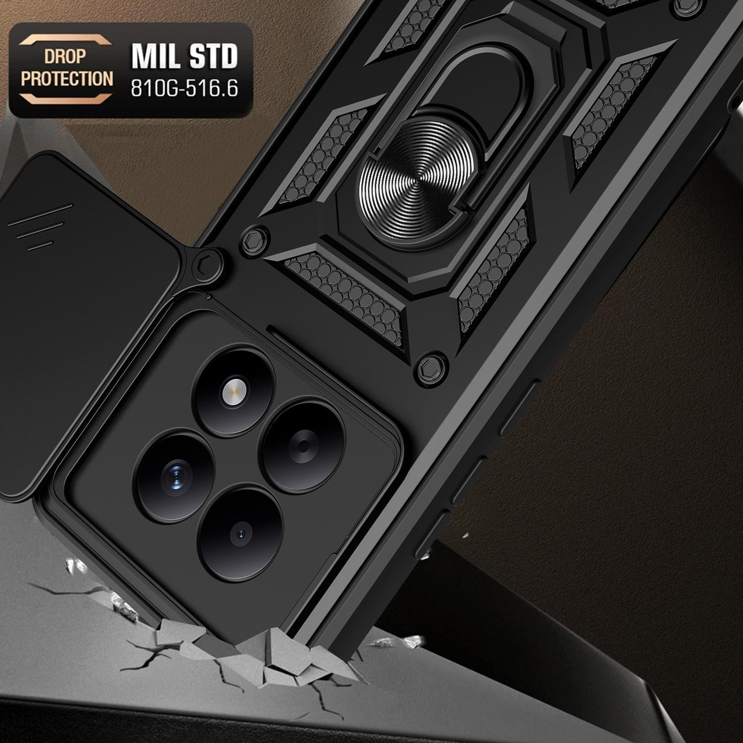 Xiaomi Redmi Note 15 5G / 4G Sliding Camera Cover Design TPU+PC Black-Θήκη Σκληρή