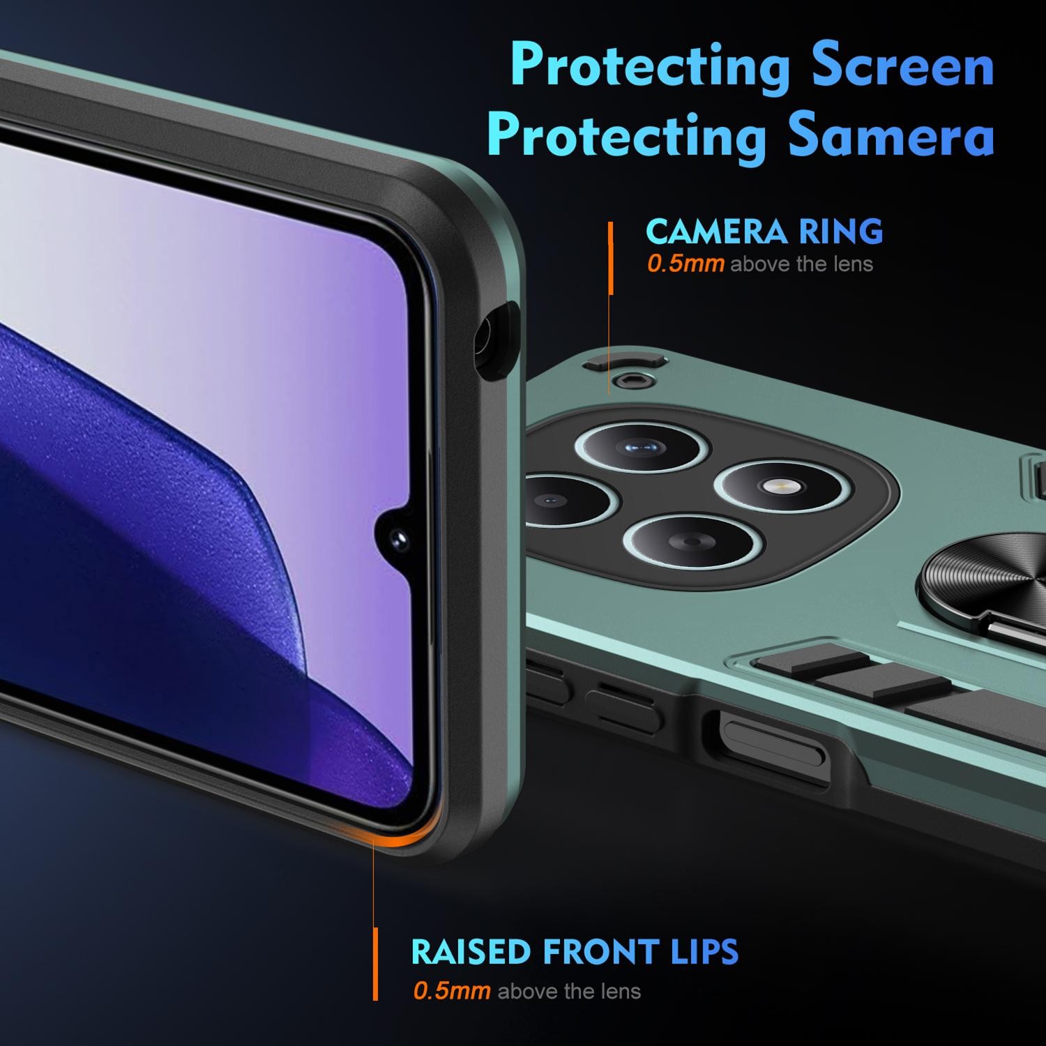 Xiaomi Redmi Note 15 5G / 4G/ Poco M8 5G Shockproof Metal Ring Holder Green-Θήκη Σκληρή