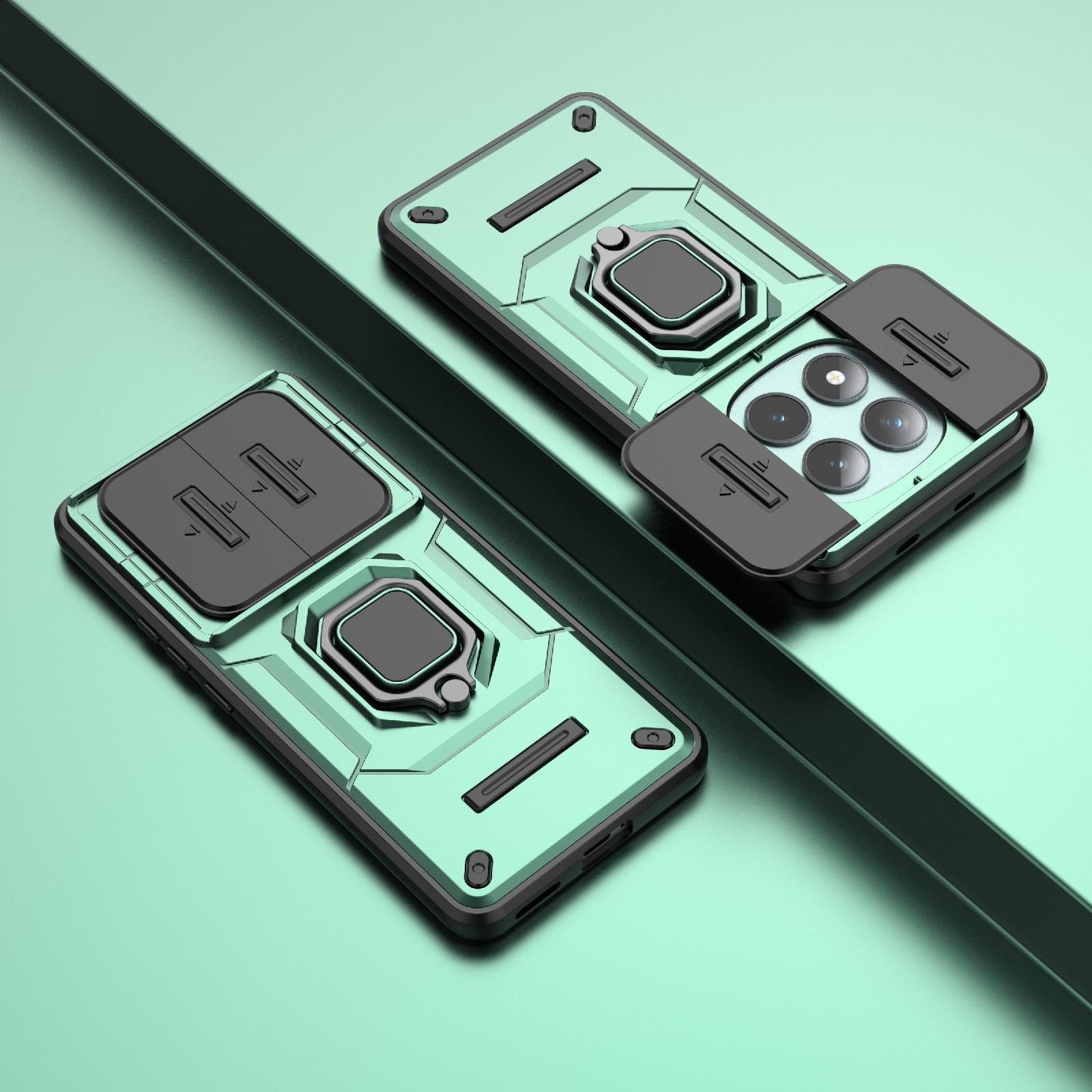Xiaomi Redmi Note 15 5G Sliding Camshield TPU + PC Shockproof with Holder Green-Θήκη Σκληρή