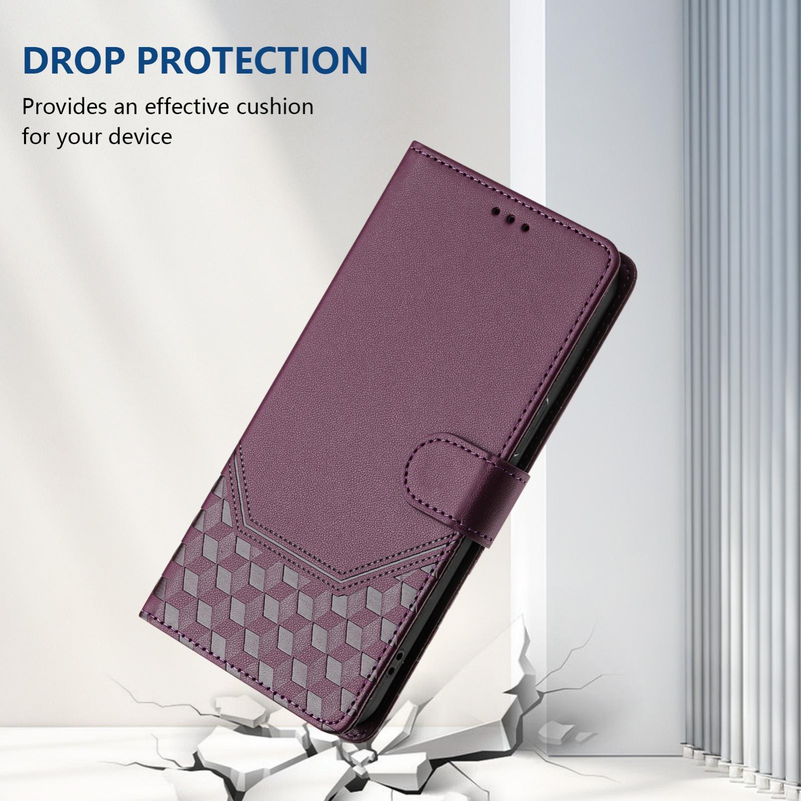 Xiaomi Redmi Note 15 Pro+ 5G/Poco M8 Pro 5G Honeycomb Embossing RFID Leather Violet-Θήκη Βιβλίο