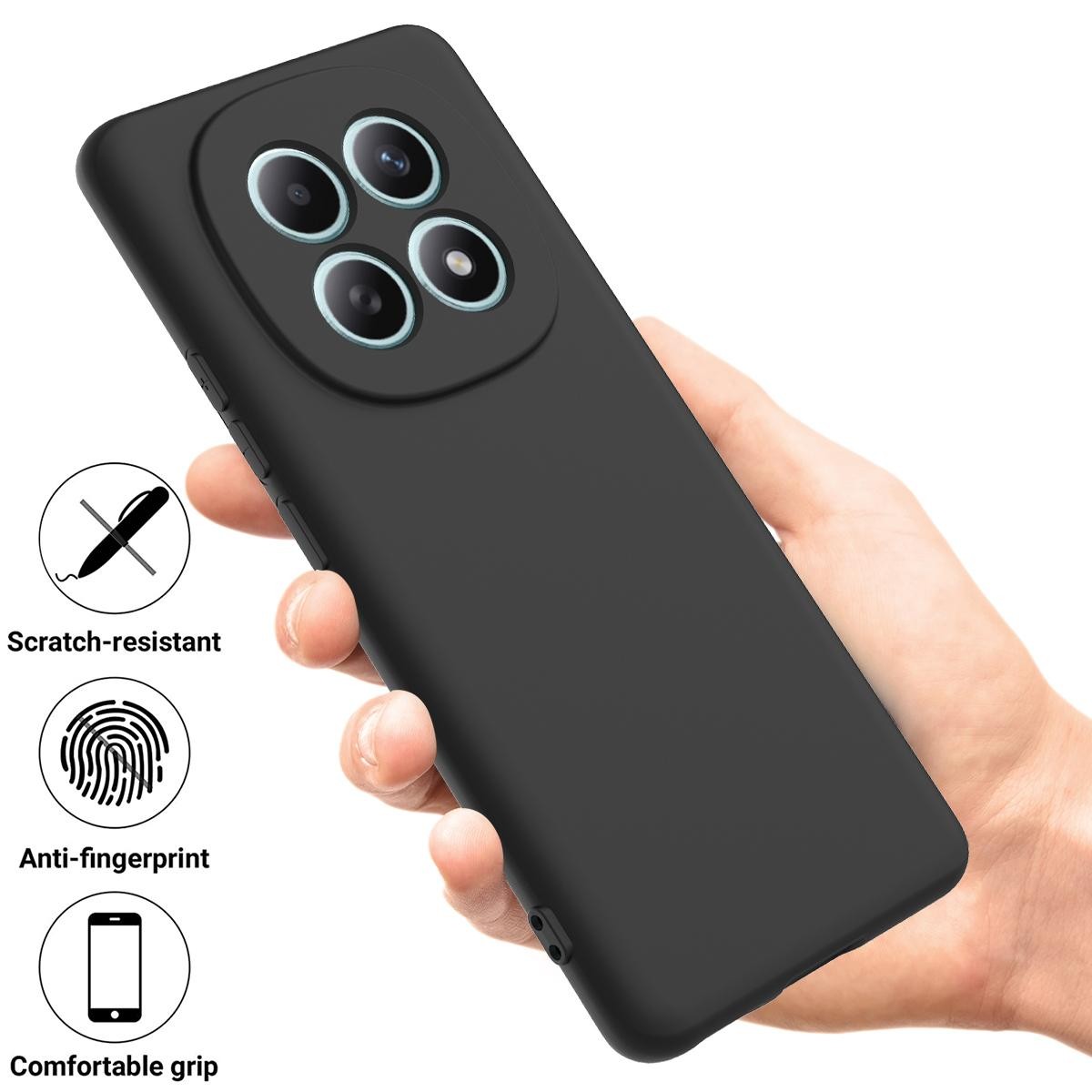 Xiaomi Redmi Note 15 4G Solid Color Liquid Silicone Dropproof Full Coverage Black-Θήκη Σιλικόνης