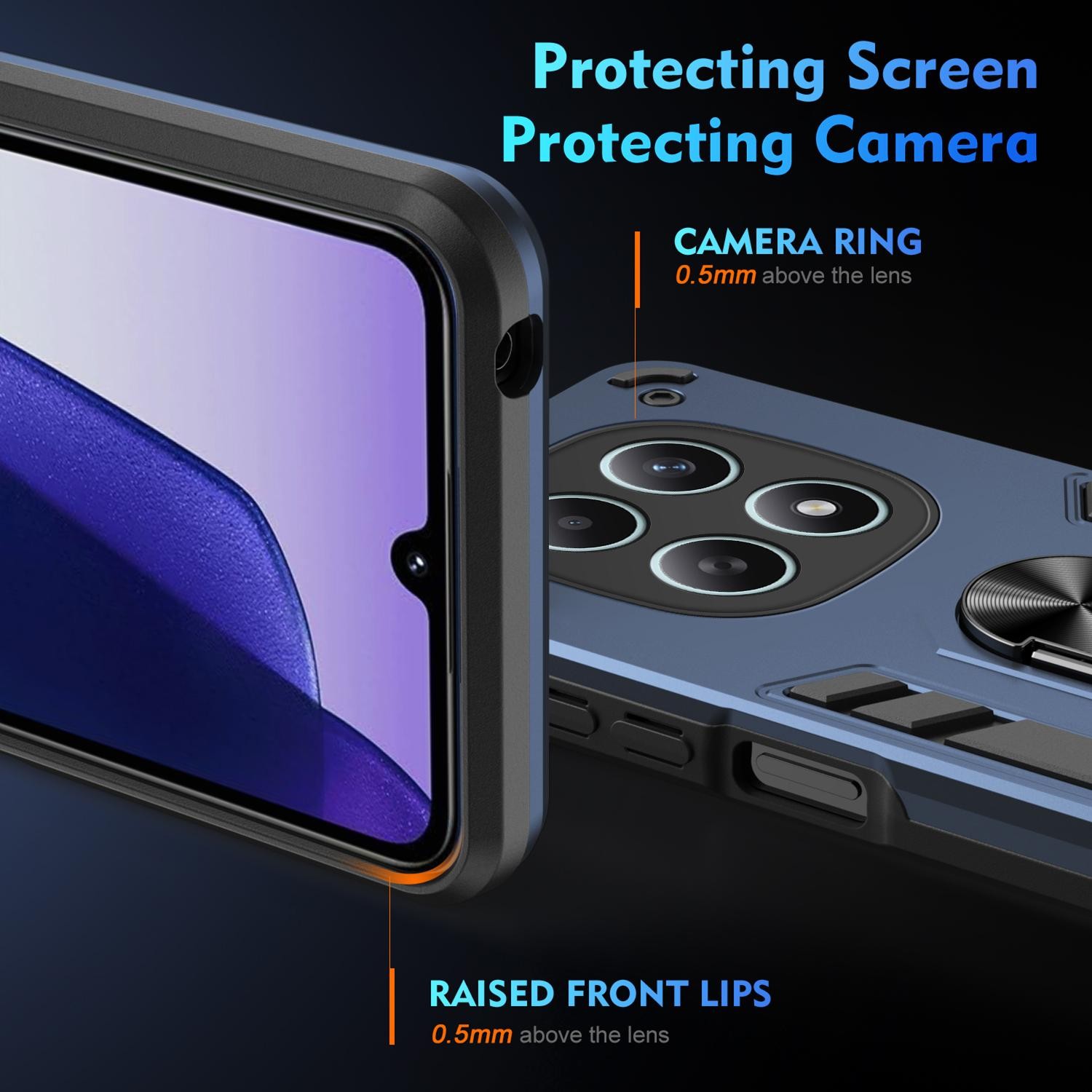 Xiaomi Redmi Note 15 5G / 4G / Poco M8 5G Shockproof Metal Ring Holder Blue-Θήκη Σκληρή
