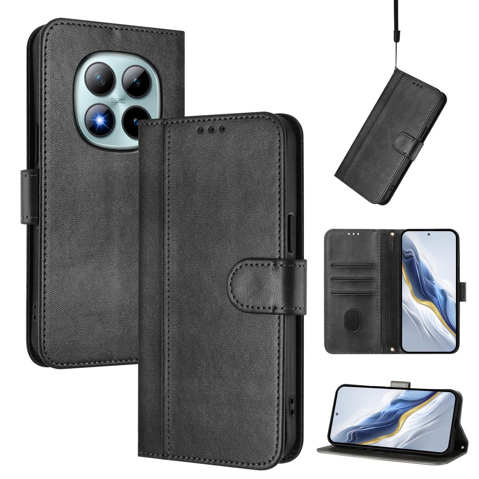 Xiaomi Redmi Note 15 Pro+ 5G/Poco M8 Pro 5G Line Splicing Buckle Retro Black-Θήκη Βιβλίο