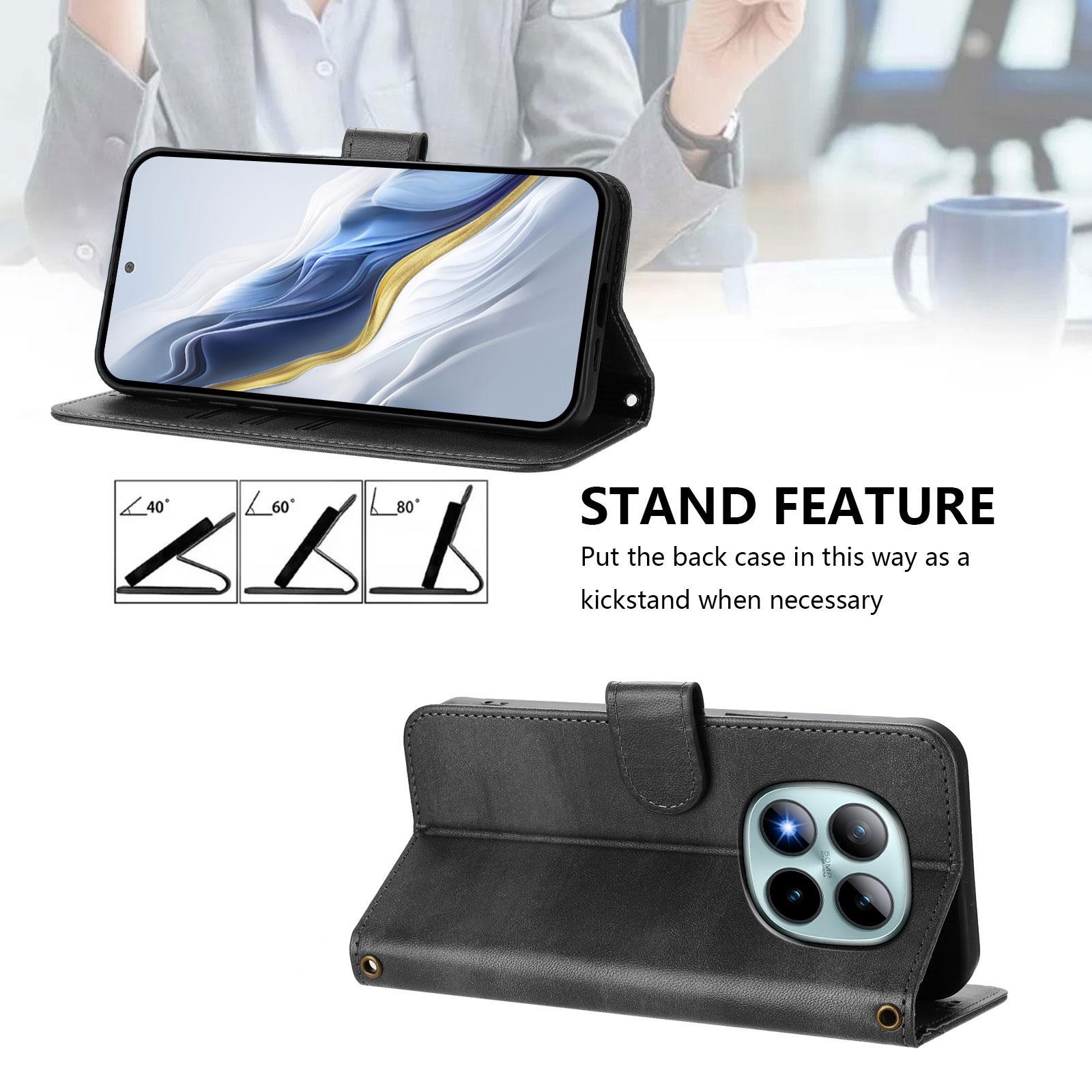 Xiaomi Redmi Note 15 Pro+ 5G/Poco M8 Pro 5G Line Splicing Buckle Retro Black-Θήκη Βιβλίο