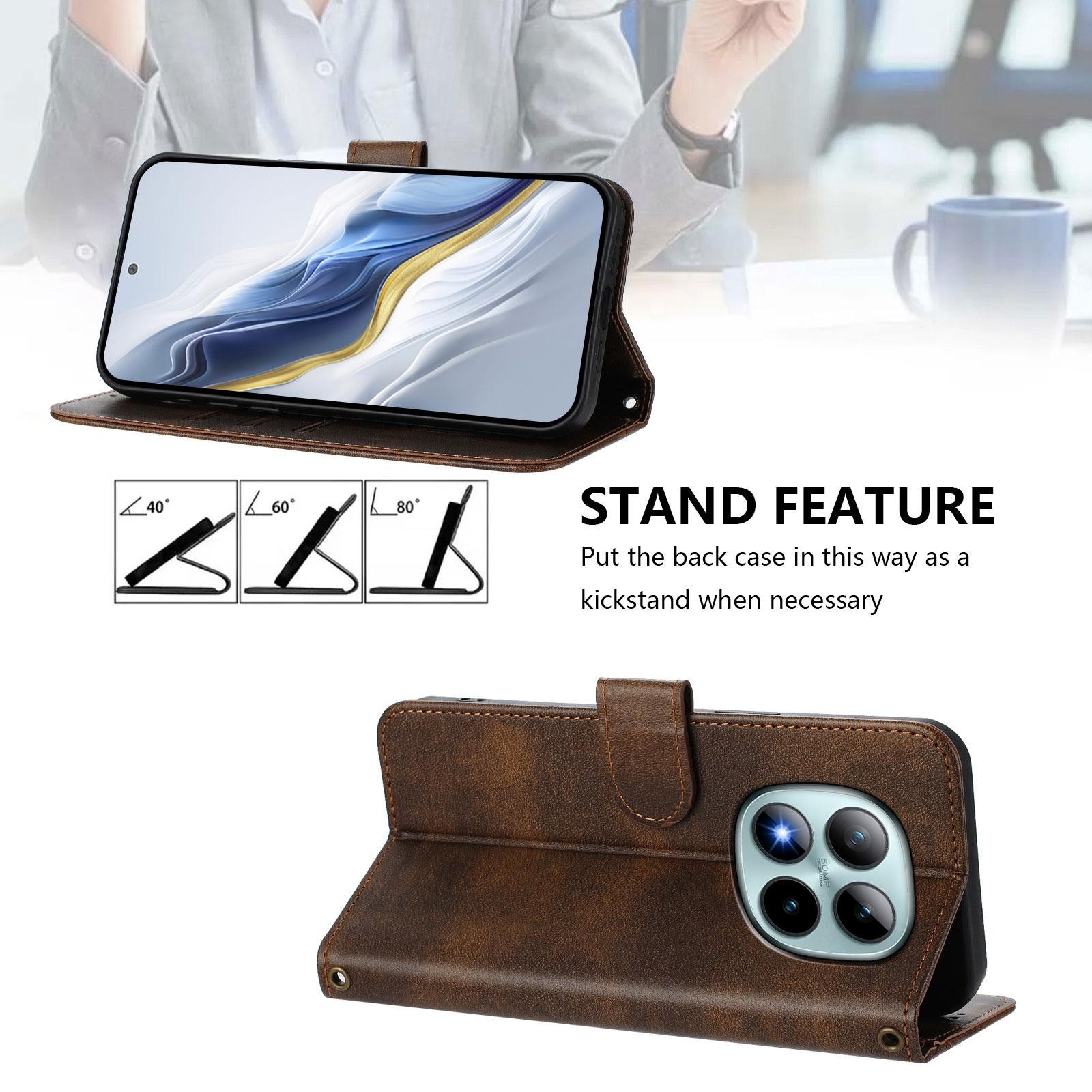 Xiaomi Redmi Note 15 Pro+ 5G /Poco M8 Pro 5G Line Splicing Buckle Retro Leather Brown-Θήκη Βιβλίο