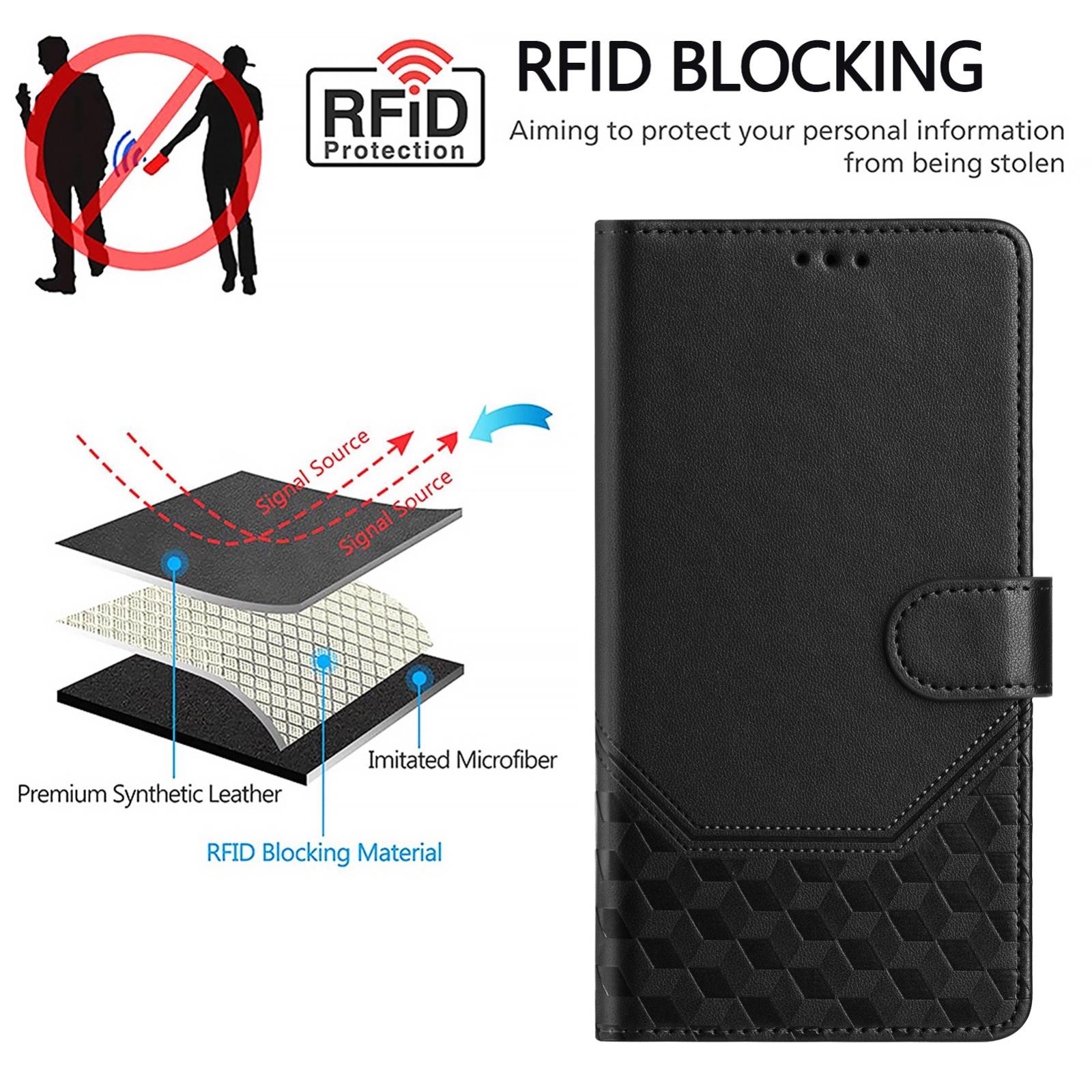 Xiaomi Redmi Note 15 Pro+ 5G/Poco M8 Pro 5G Honeycomb Embossing RFID Leather Black-Θήκη Βιβλίο