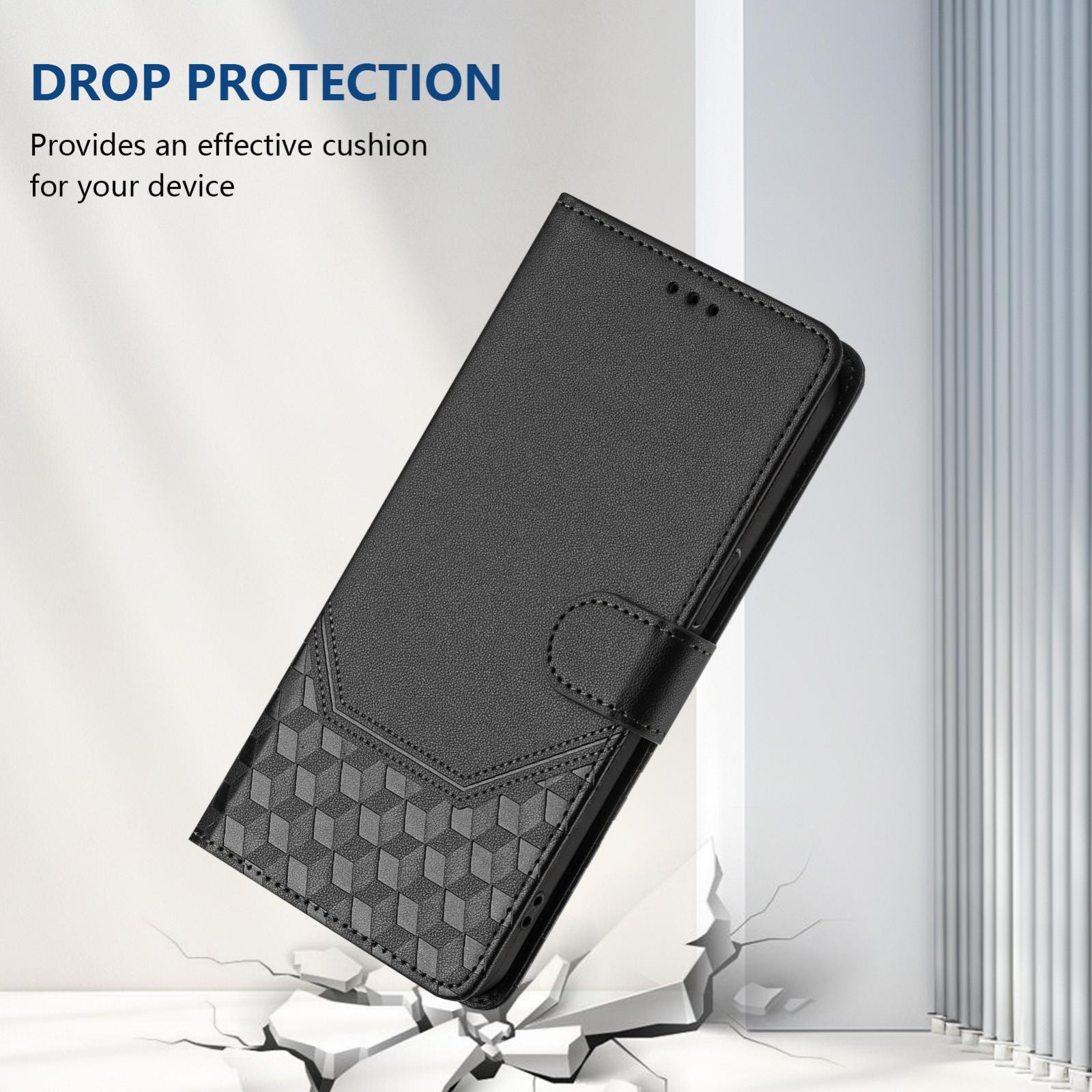 Xiaomi Redmi Note 15 Pro+ 5G/Poco M8 Pro 5G Honeycomb Embossing RFID Leather Black-Θήκη Βιβλίο