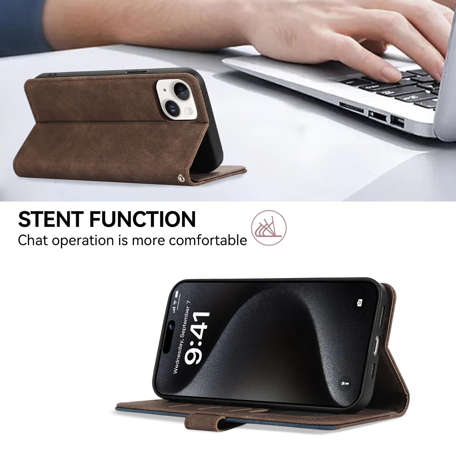 Abeel Xiaomi Redmi Note 15 Pro+ 5G Color Block Magnetic RFID Leather Brown Blue-Θήκη Βιβλίο