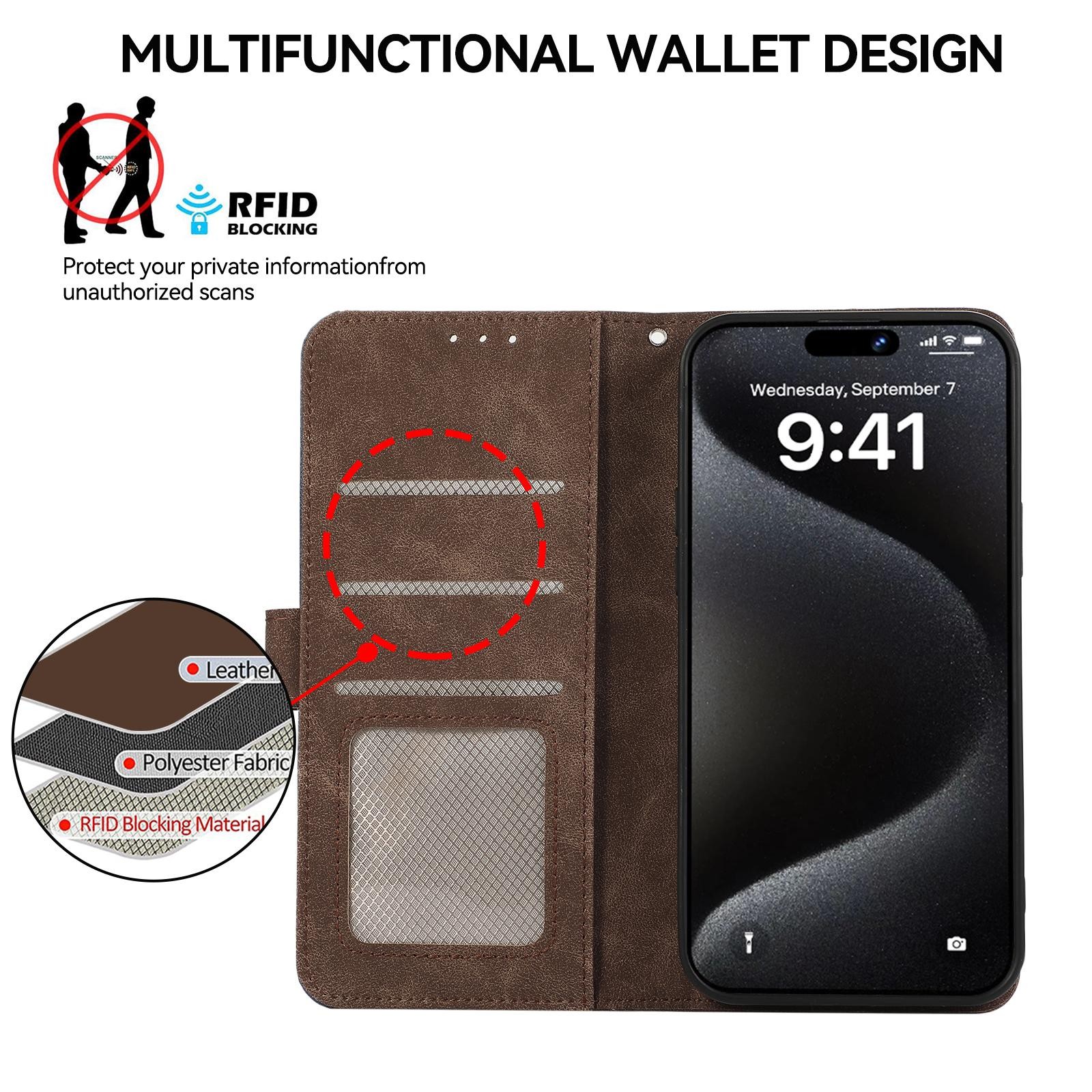 Abeel Xiaomi Redmi Note 15 Pro+ 5G Color Block Magnetic RFID Leather Brown Blue-Θήκη Βιβλίο